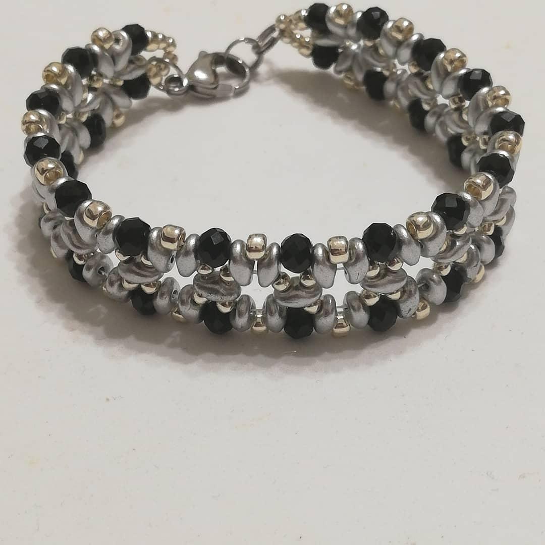 Bracciale Uomo Con Cristalli Neri – Aloha Gioielli – Regolabile 22+3 Cm, Acciaio Inossidabile Lucido – Elegante, Moderno E Distintivo – Ideale Per Ogni Occasione