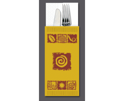 Buste portaposate fantasia  in cartapaglia 105x250 con tovagliolo 