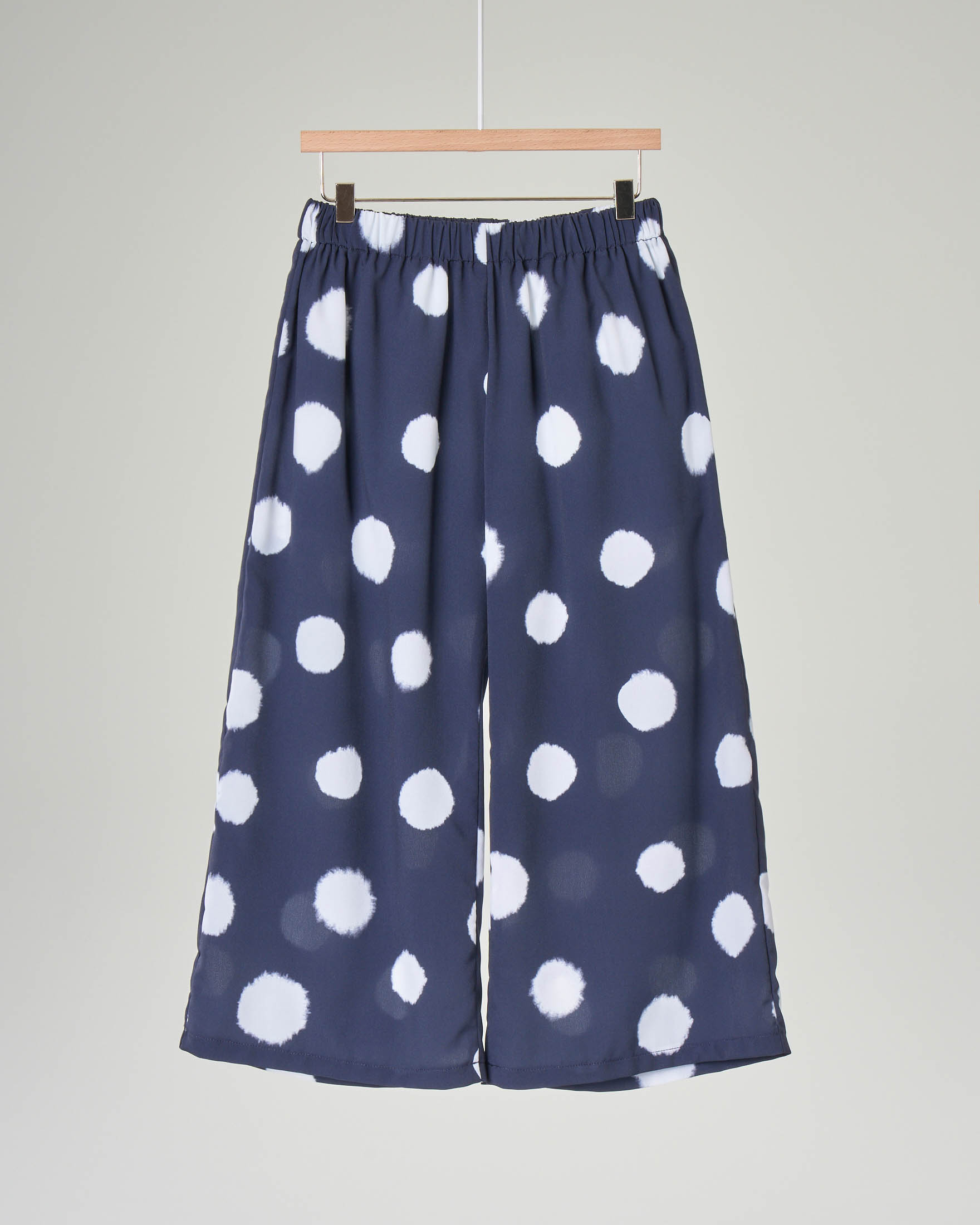 Pantaloni cropped blu a pois bianchi 5-8 anni