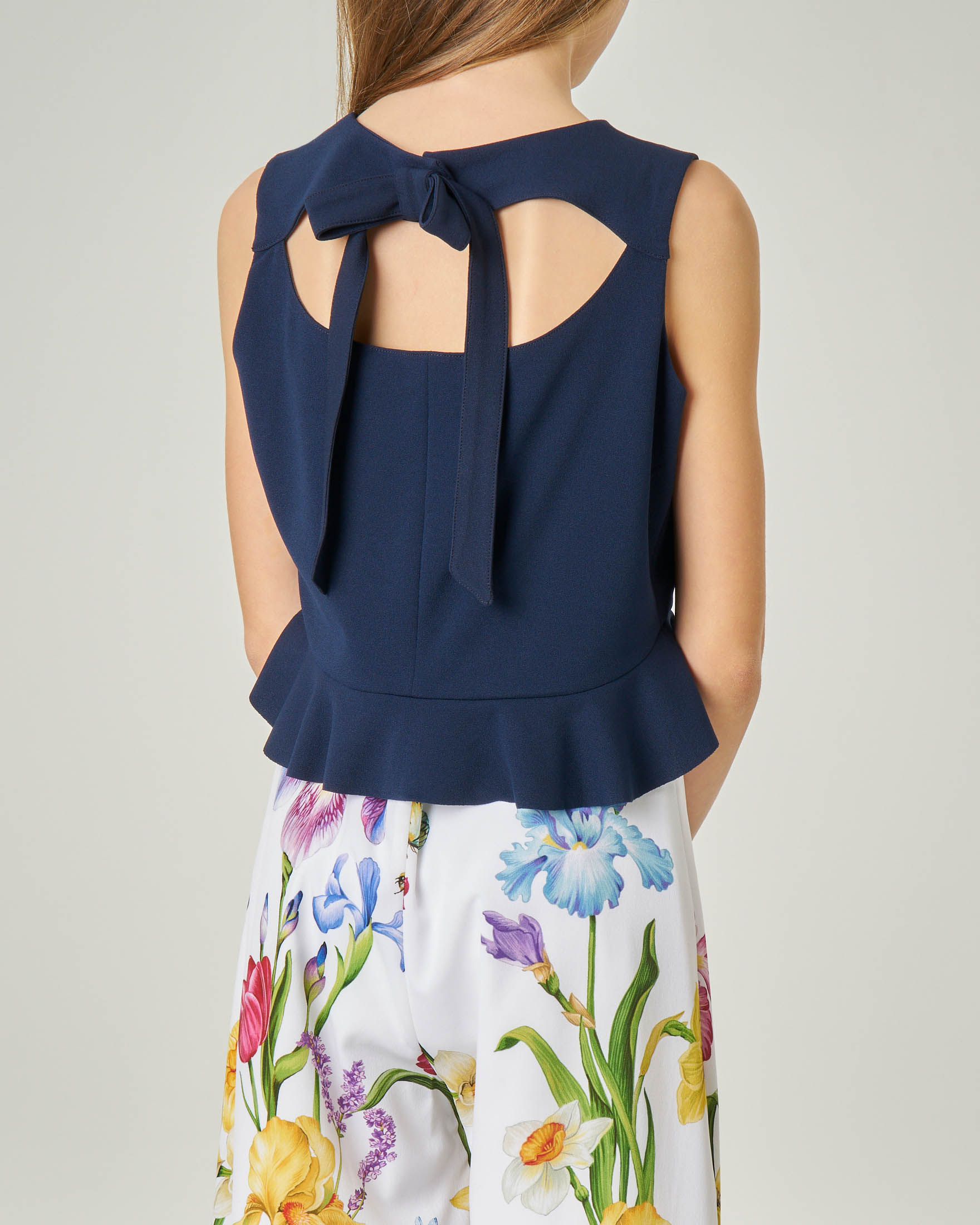 Camicia blu senza maniche in tessuto stretch 40-44