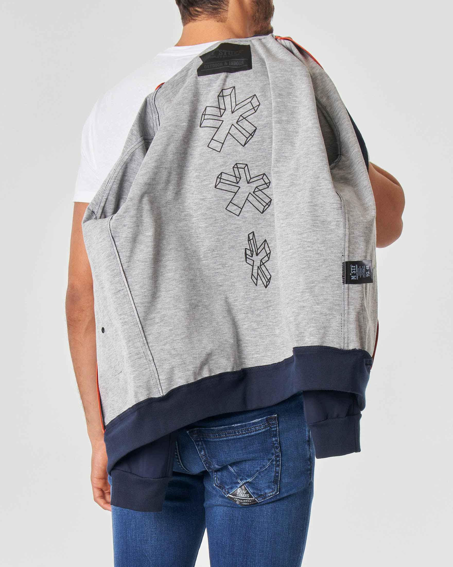 Bomber blu in tessuto di misto cotone