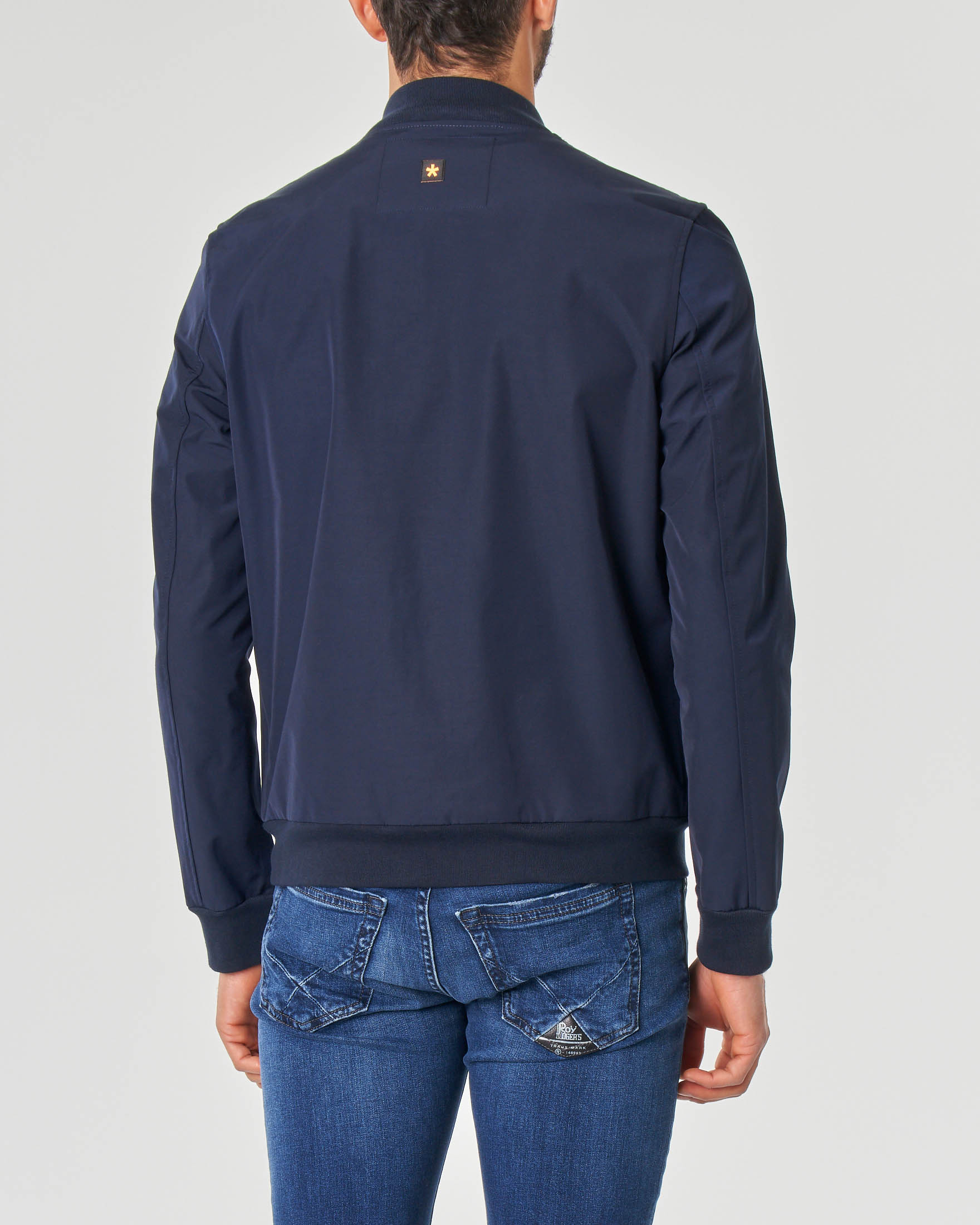 Bomber blu in tessuto di misto cotone