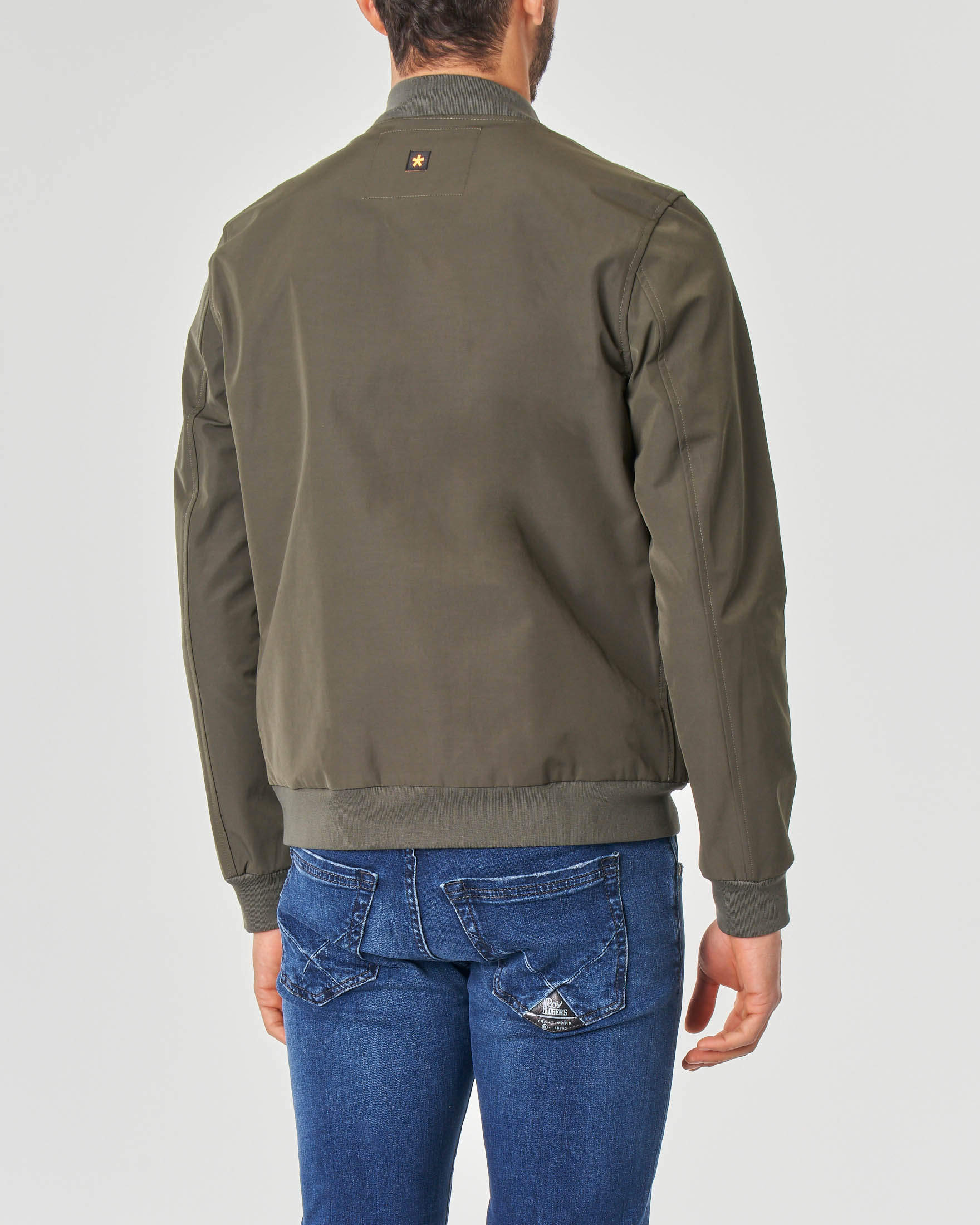 Bomber verde militare in tessuto di misto cotone