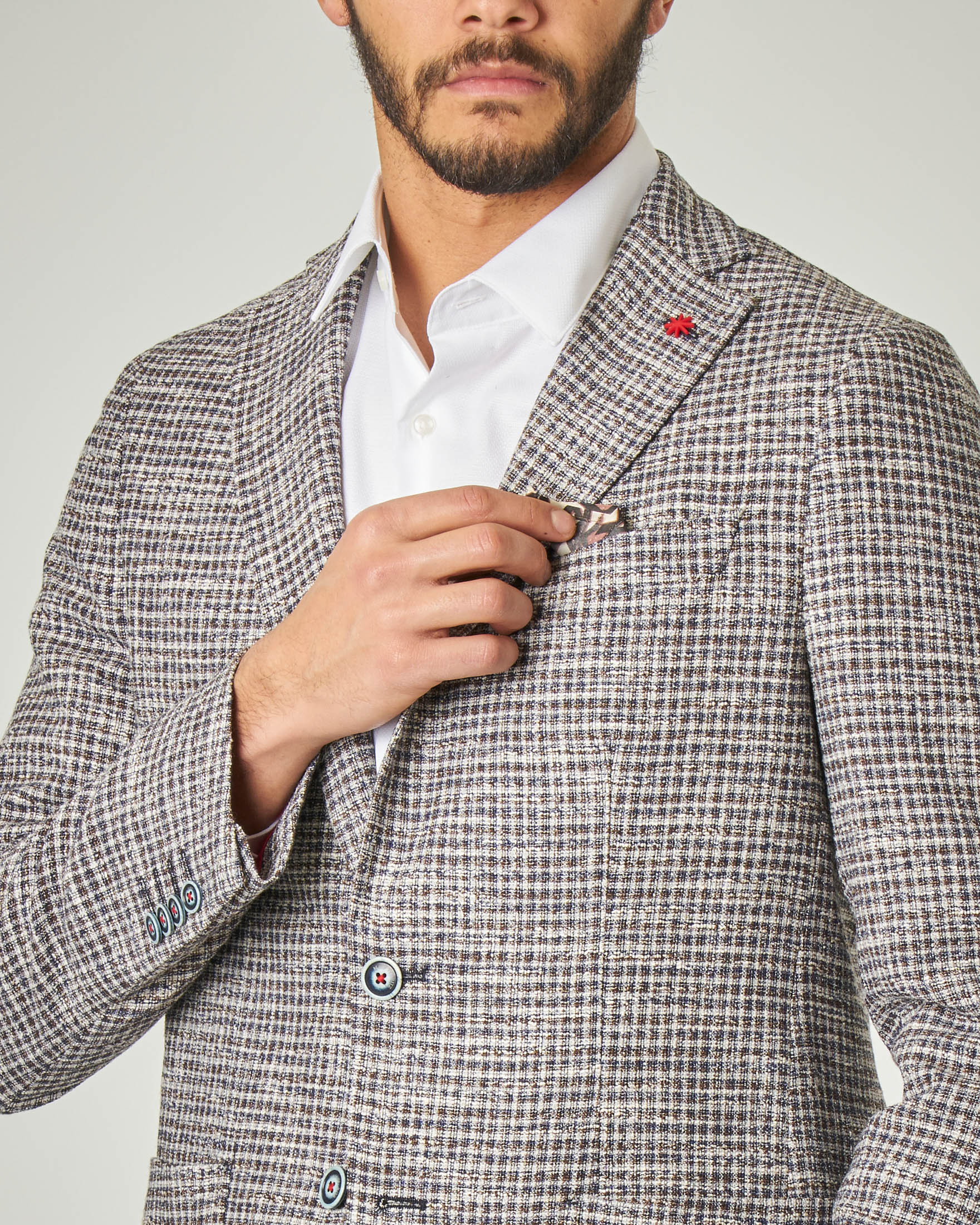 Blazer a quadretti noce bianchi e blu image