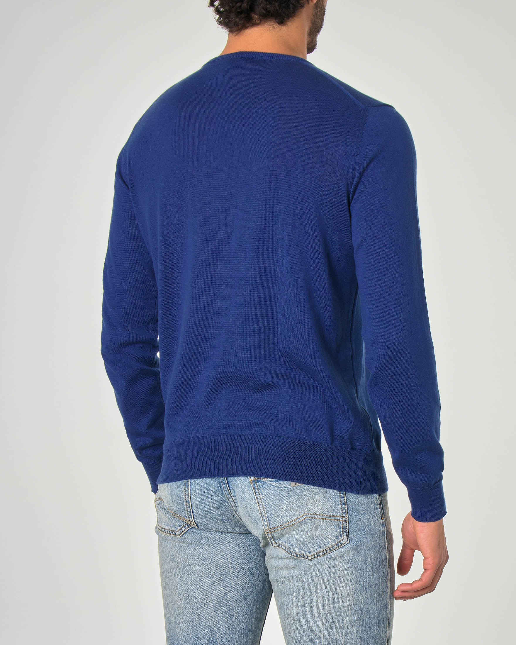 Maglia blu royal girocollo in cotone organico