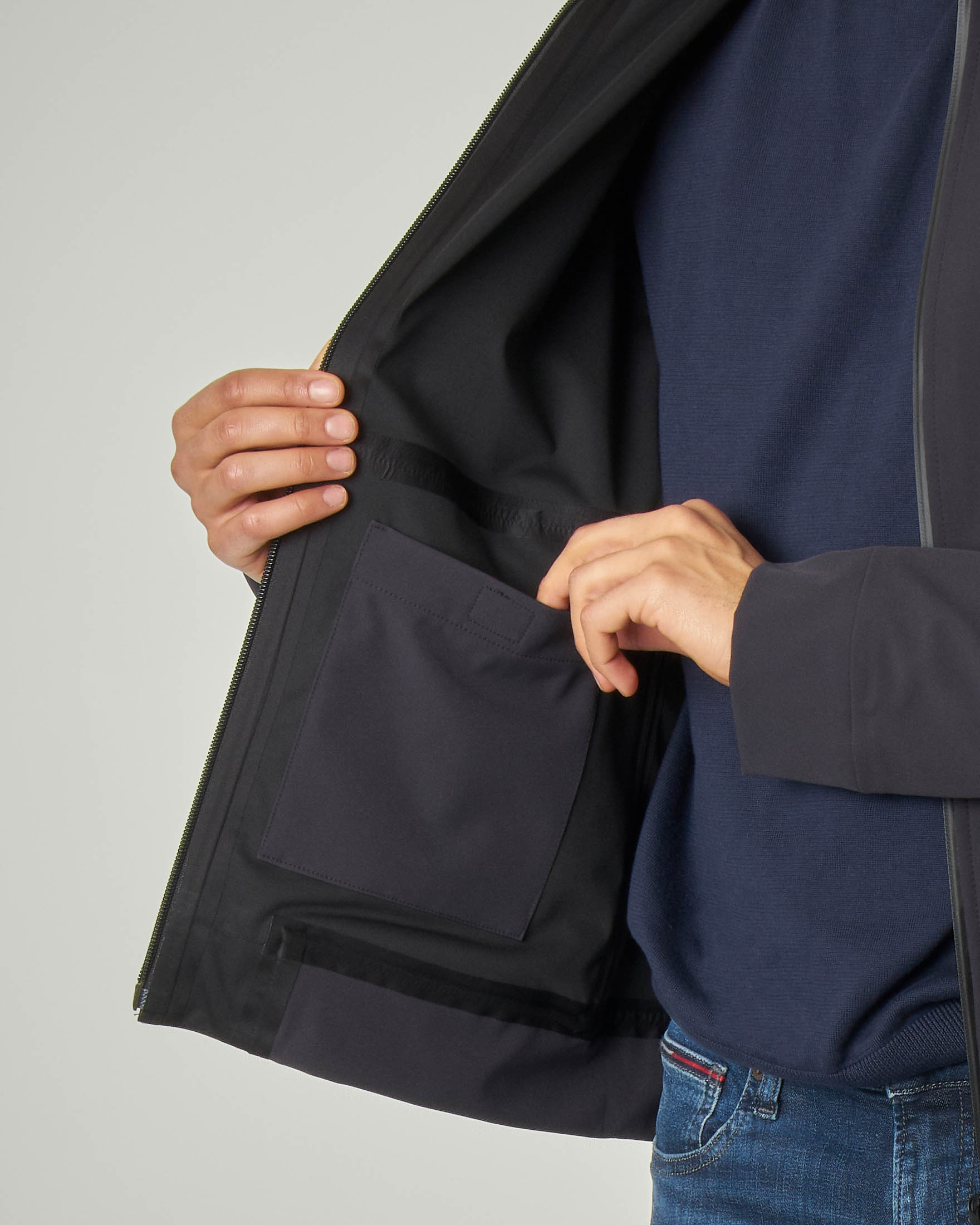 Giacca Mangole blu in tessuto tecnico stretch