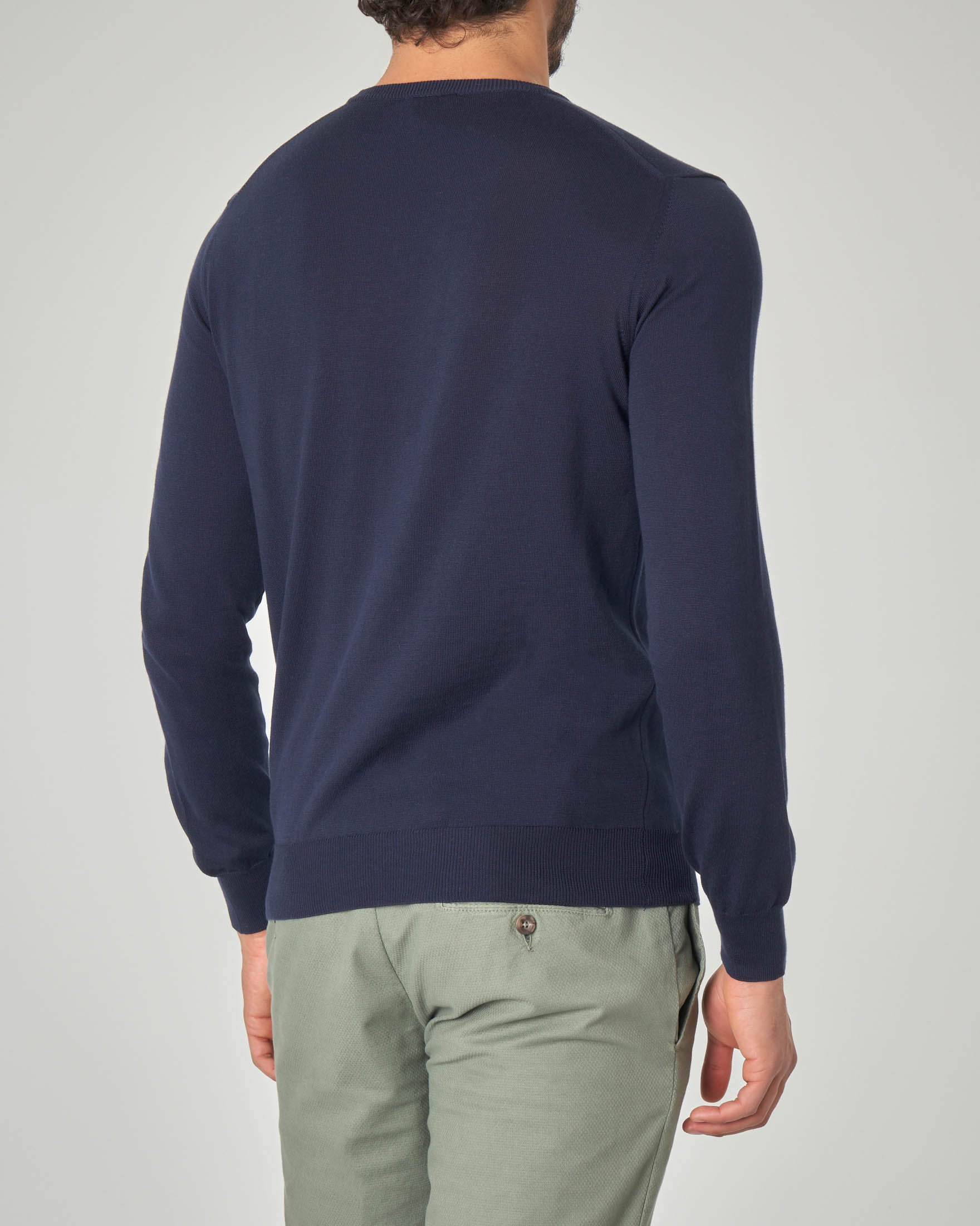 Maglia blu girocollo in cotone organico image