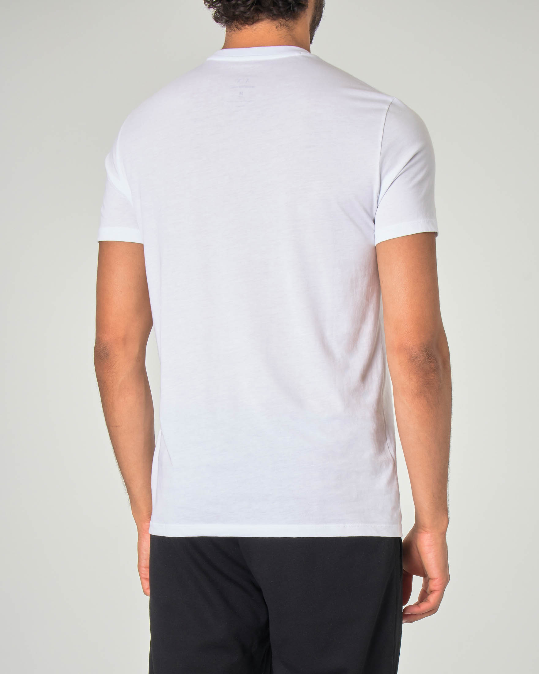 T-shirt bianca mezza manica tinta unita in pima cotton