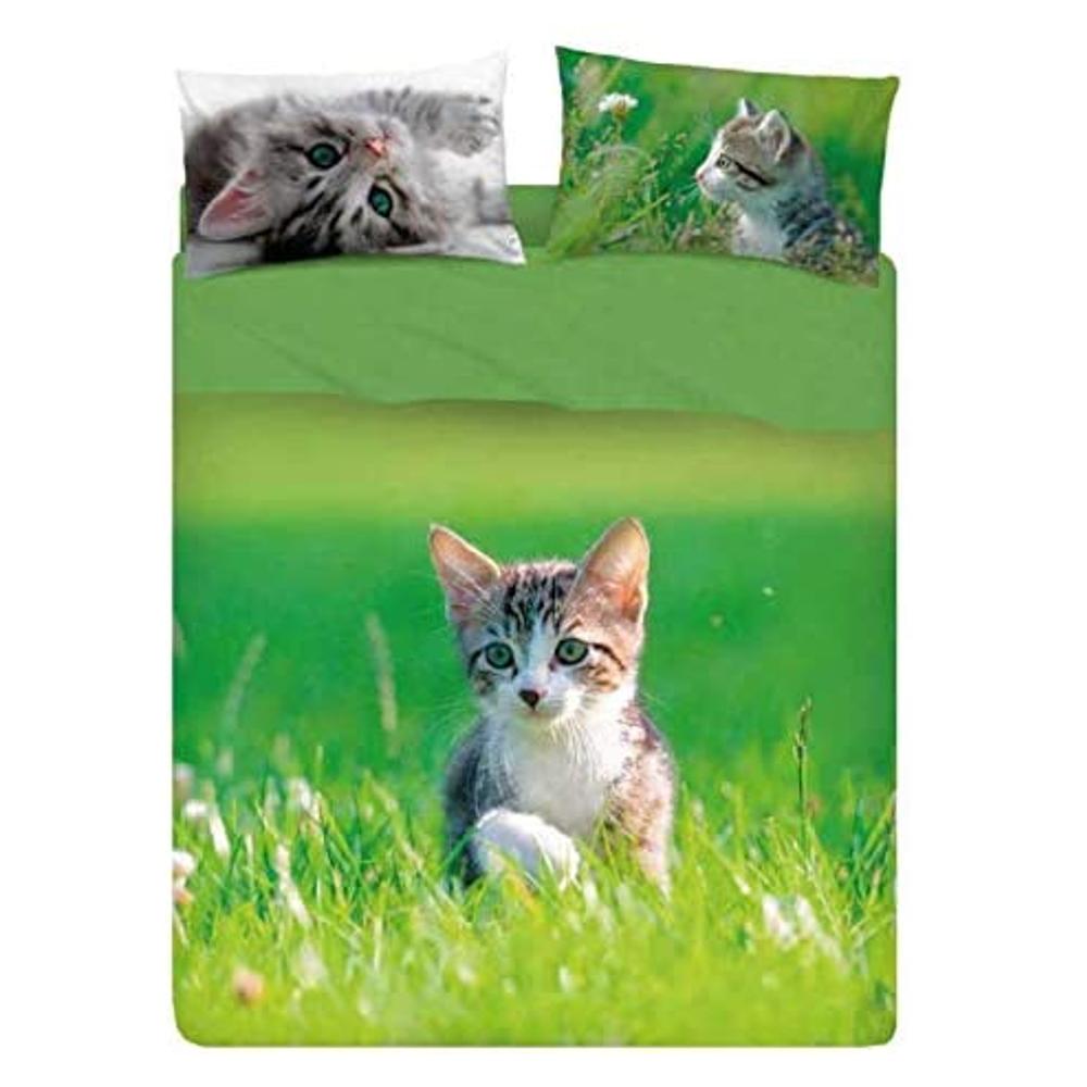 Bassetti Lenzuola-copriletto completo #CATLIFE micio verde