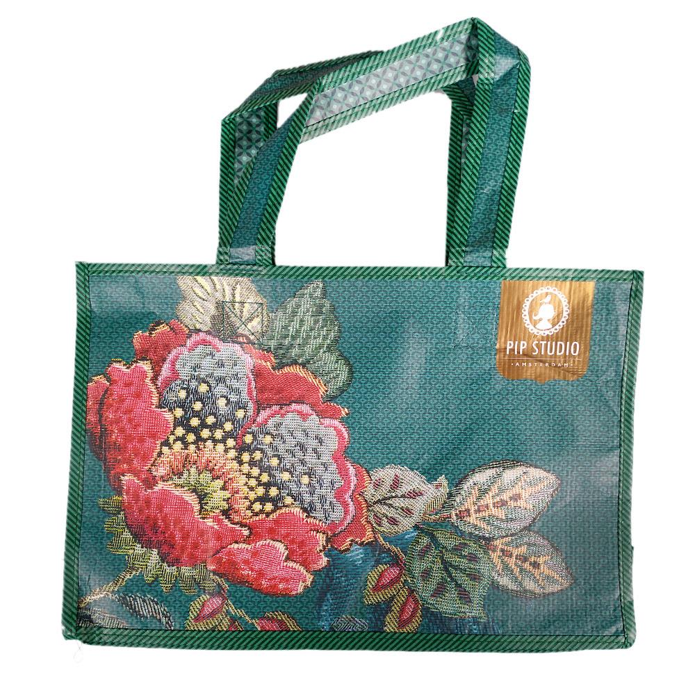 Shopping bag with waterproof handles PIP Studio green