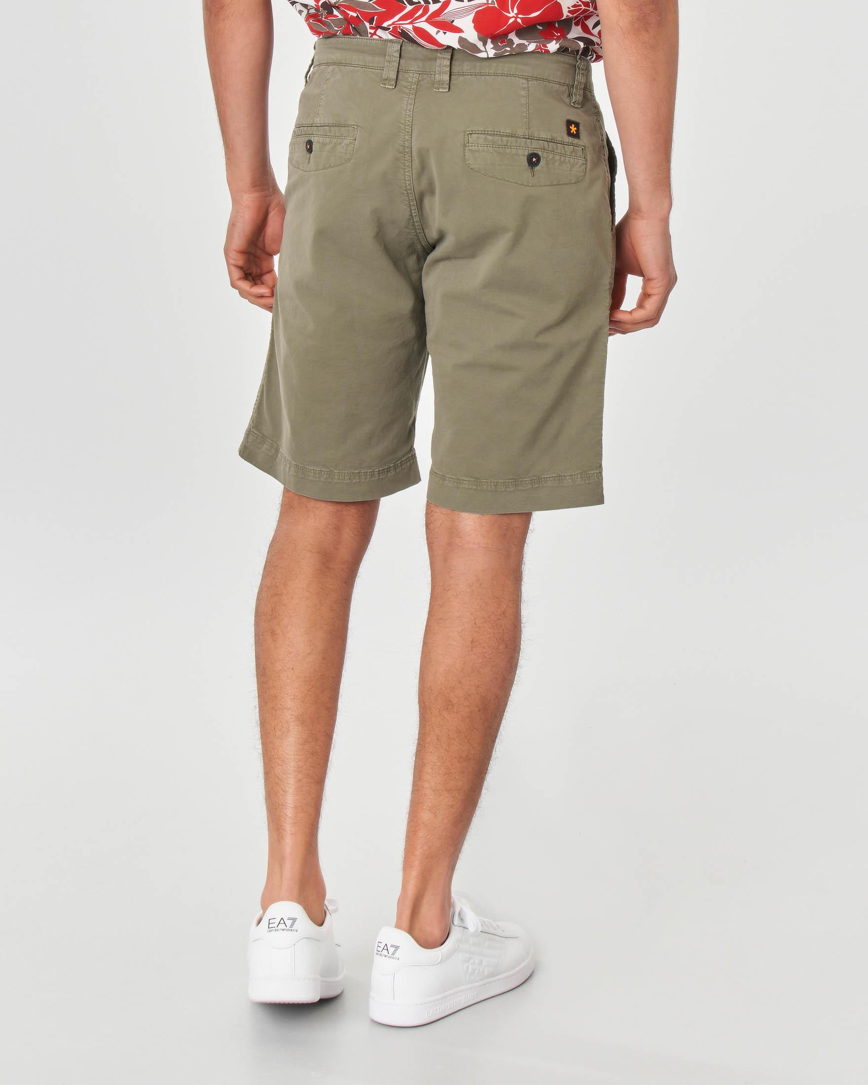 Bermuda chino verde miltare in cotone stretch