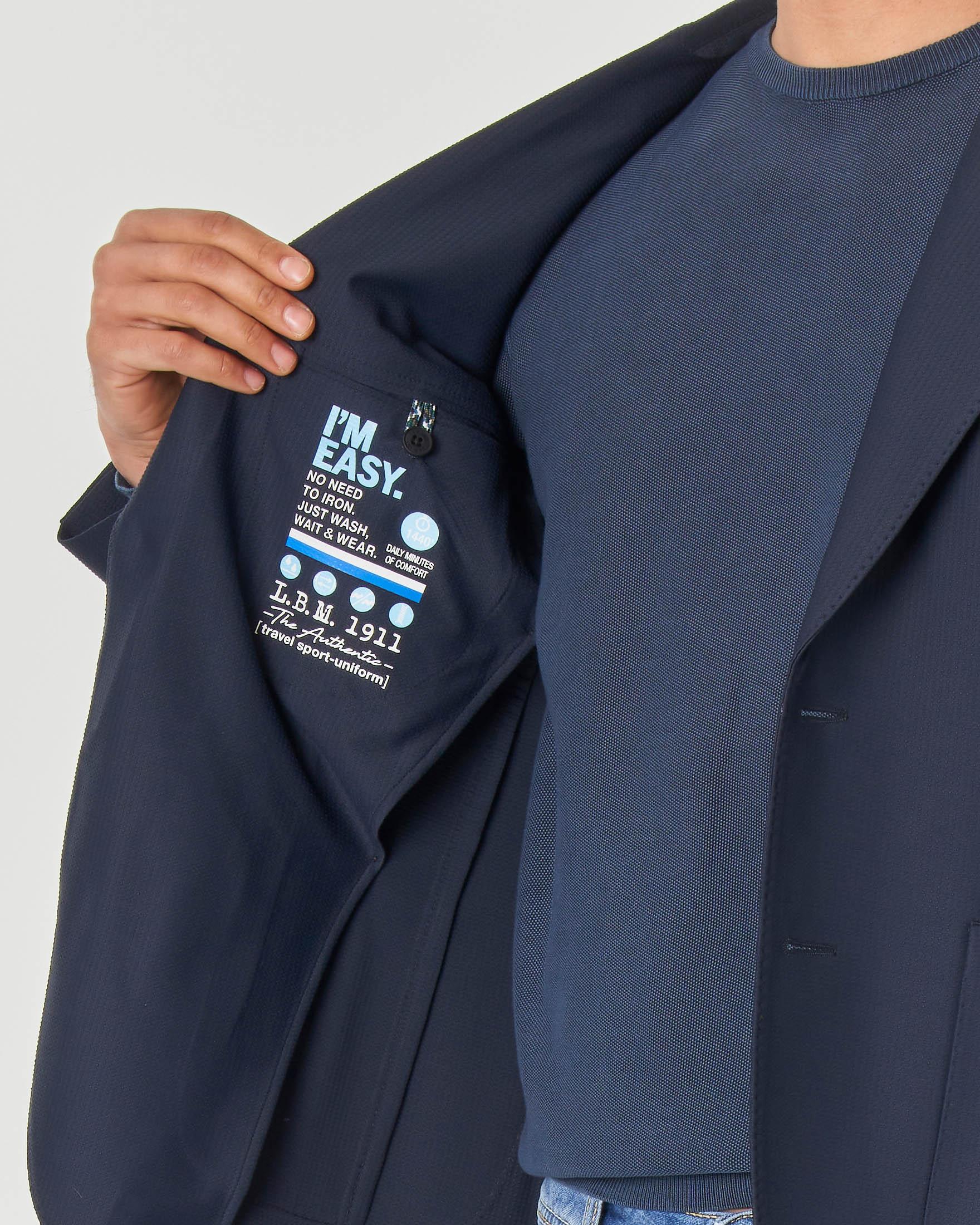 Blazer blu navy in tessuto tecnico stretch micro armatura