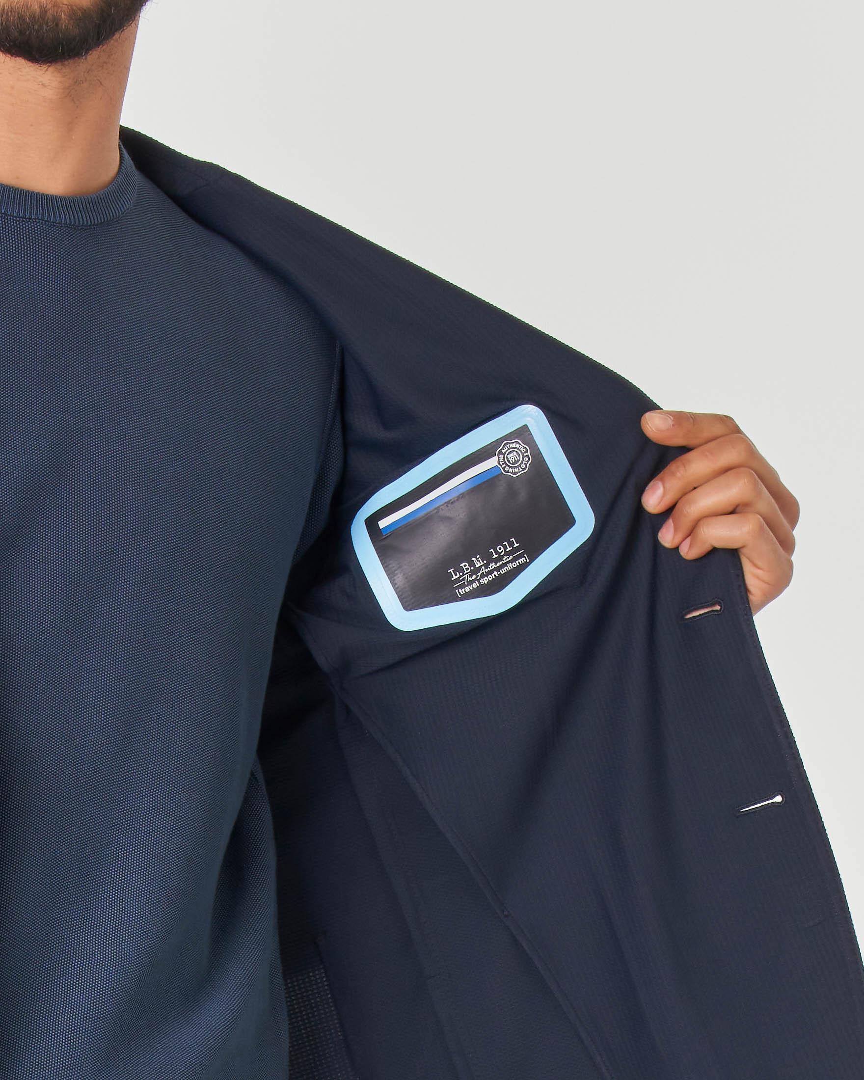 Blazer blu navy in tessuto tecnico stretch micro armatura