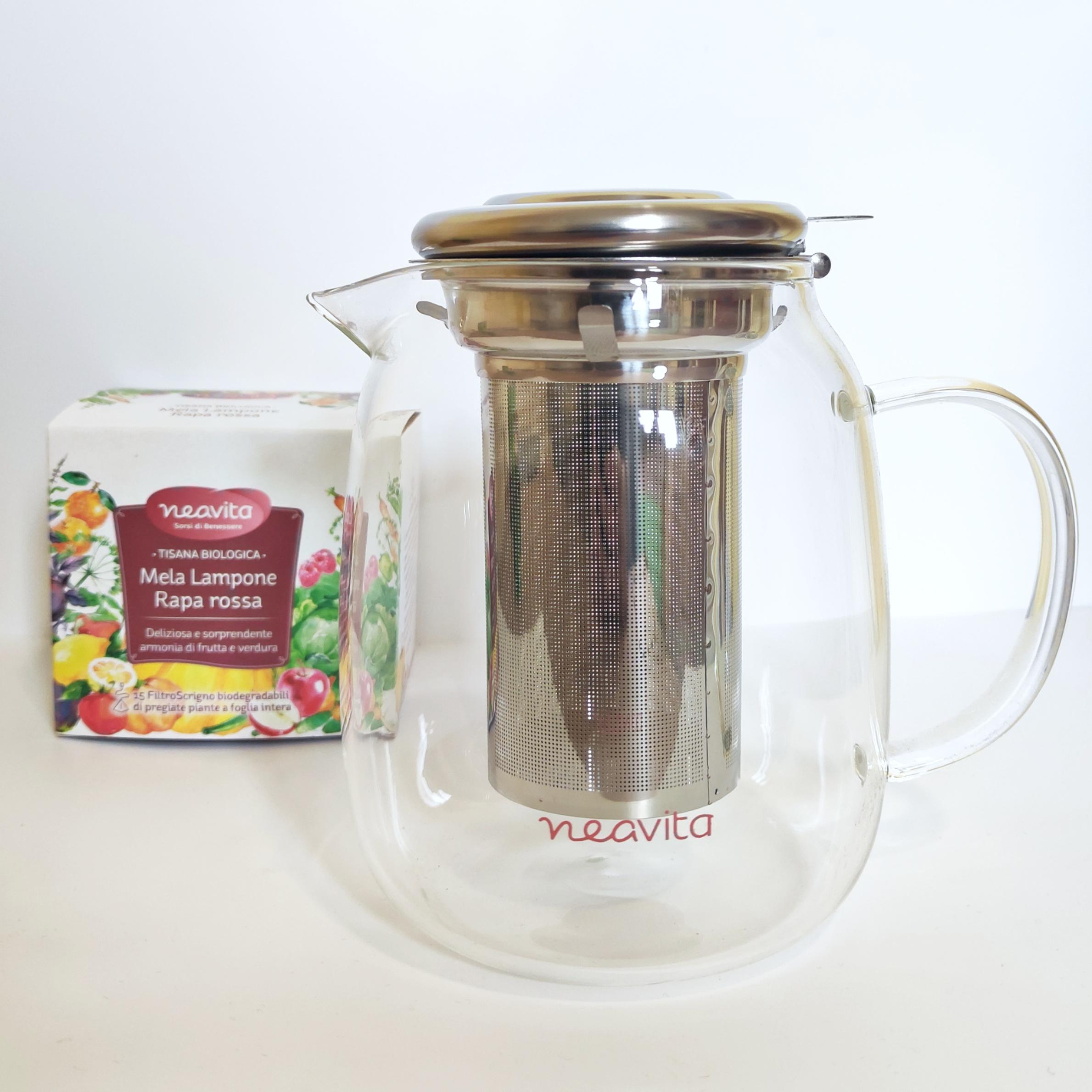 Teiera in vetro borosilicato con filtro in acciaio