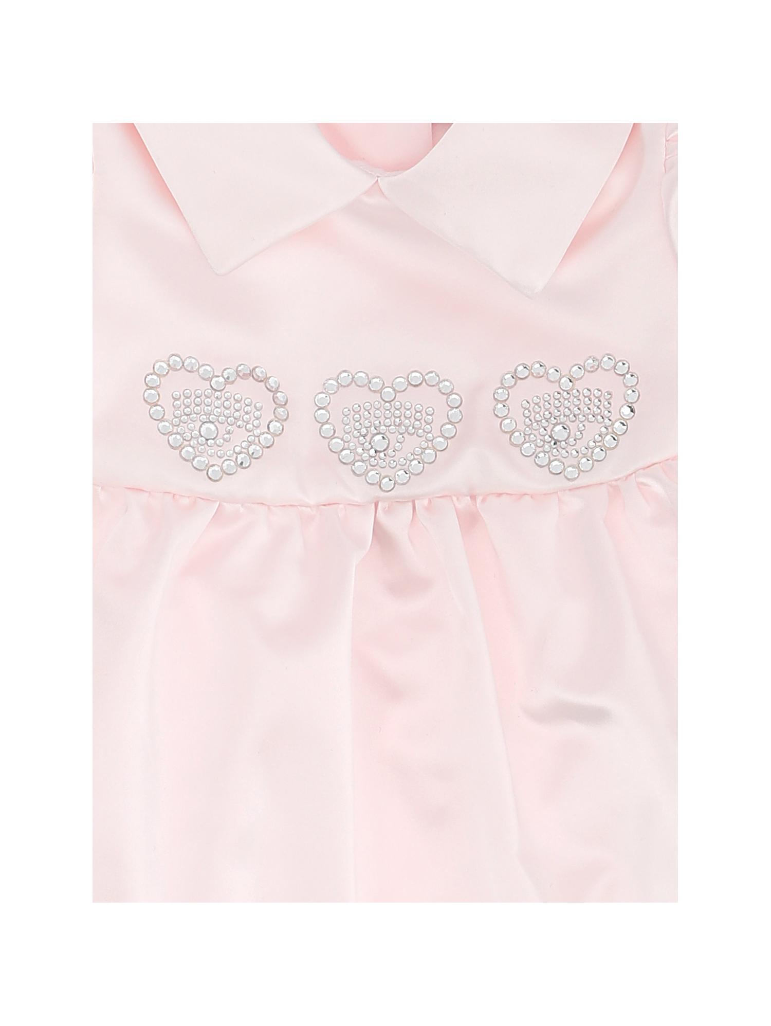 Abitino rosa elegante in raso con maniche a palloncino e eyecrystal composti da strass 3-9 mesi
