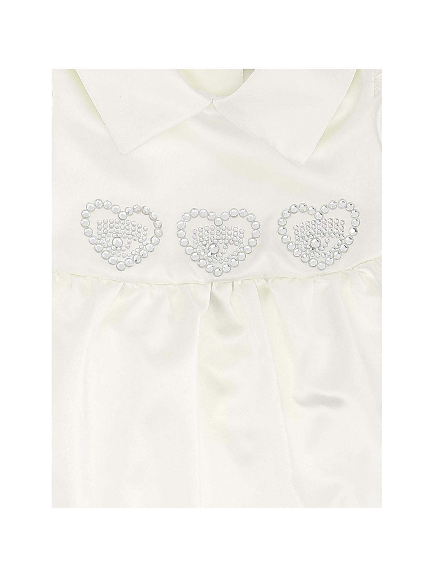 Abitino bianco elegante in raso con maniche a palloncino e eyecrystal composti da strass 3-9 mesi