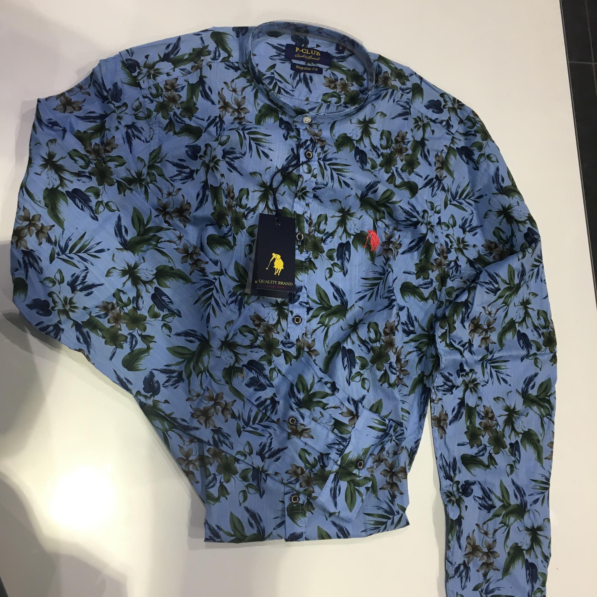 Camicia coreana tinta floreale uomo regular fit