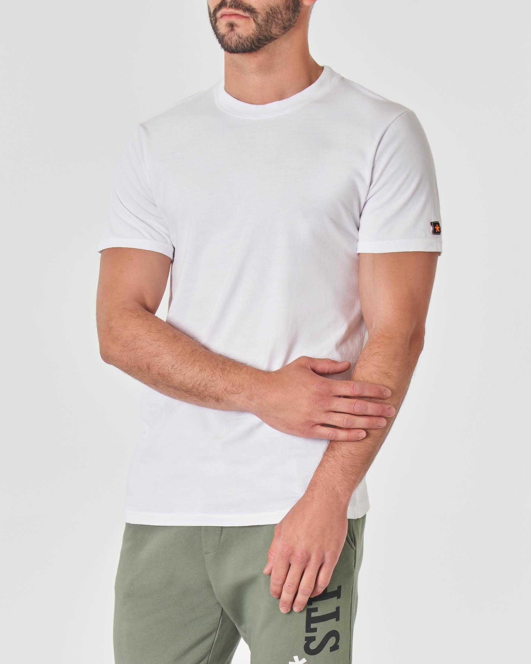 T-shirt bianca mezza manica in puro cotone