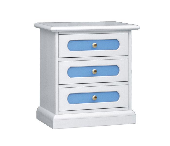 Zweifarbiger Nachttisch - blau - 3 Schubladen | Frank Möbel by Arteferretto