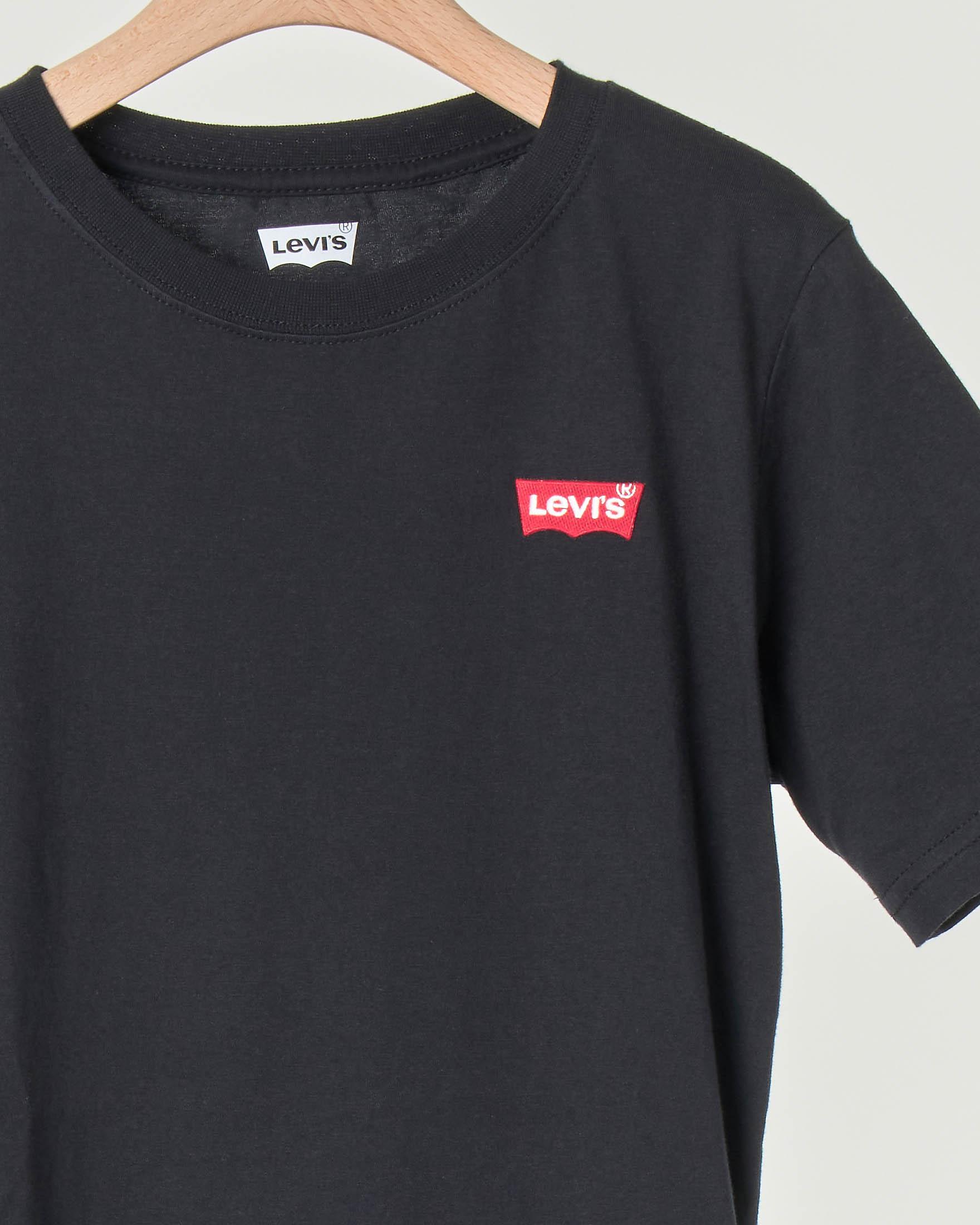 T-shirt Levi's nera mezza manica con logo batwing piccolo 