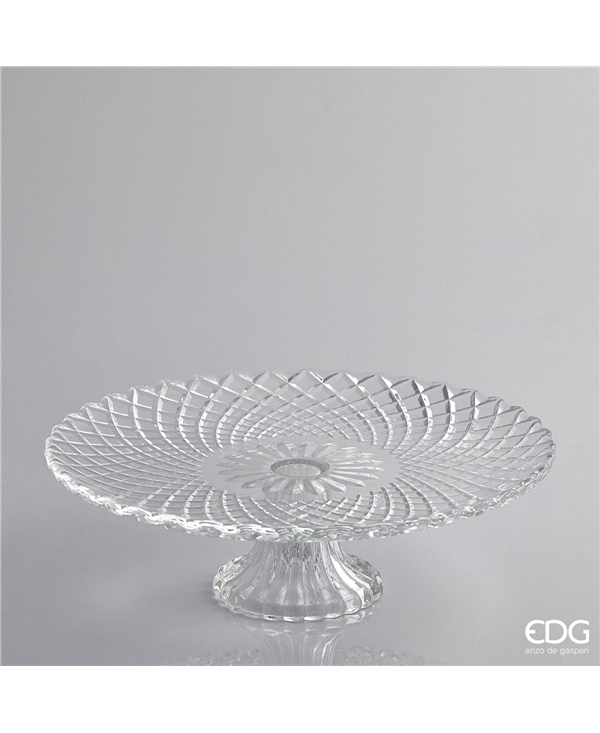 Alzata in Vetro Tonda con Rombi d.25,5 h.9 Edg