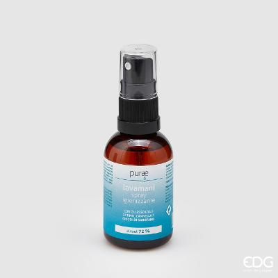 Spray Purae Igienizzante Lavamani 50 ml. con Oli Essenziali di Timo, Cannella e Chiodi di Garofano Alcool 72% Edg