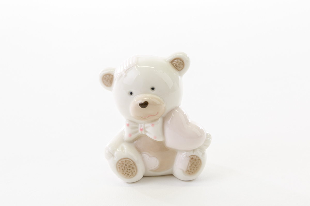 ORSETTO IN PORCELLANA ROSA 6,5 CM.