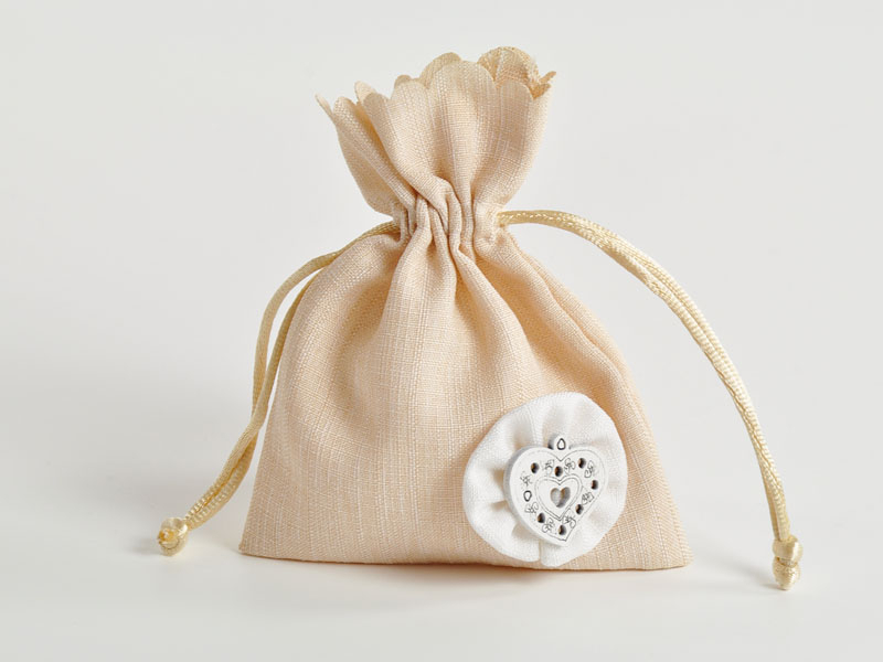 SACCHETTO CUORE BEIGE 10X12