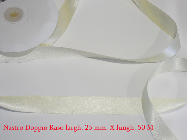 Nastro Doppio Raso Panna 25mm 50mt