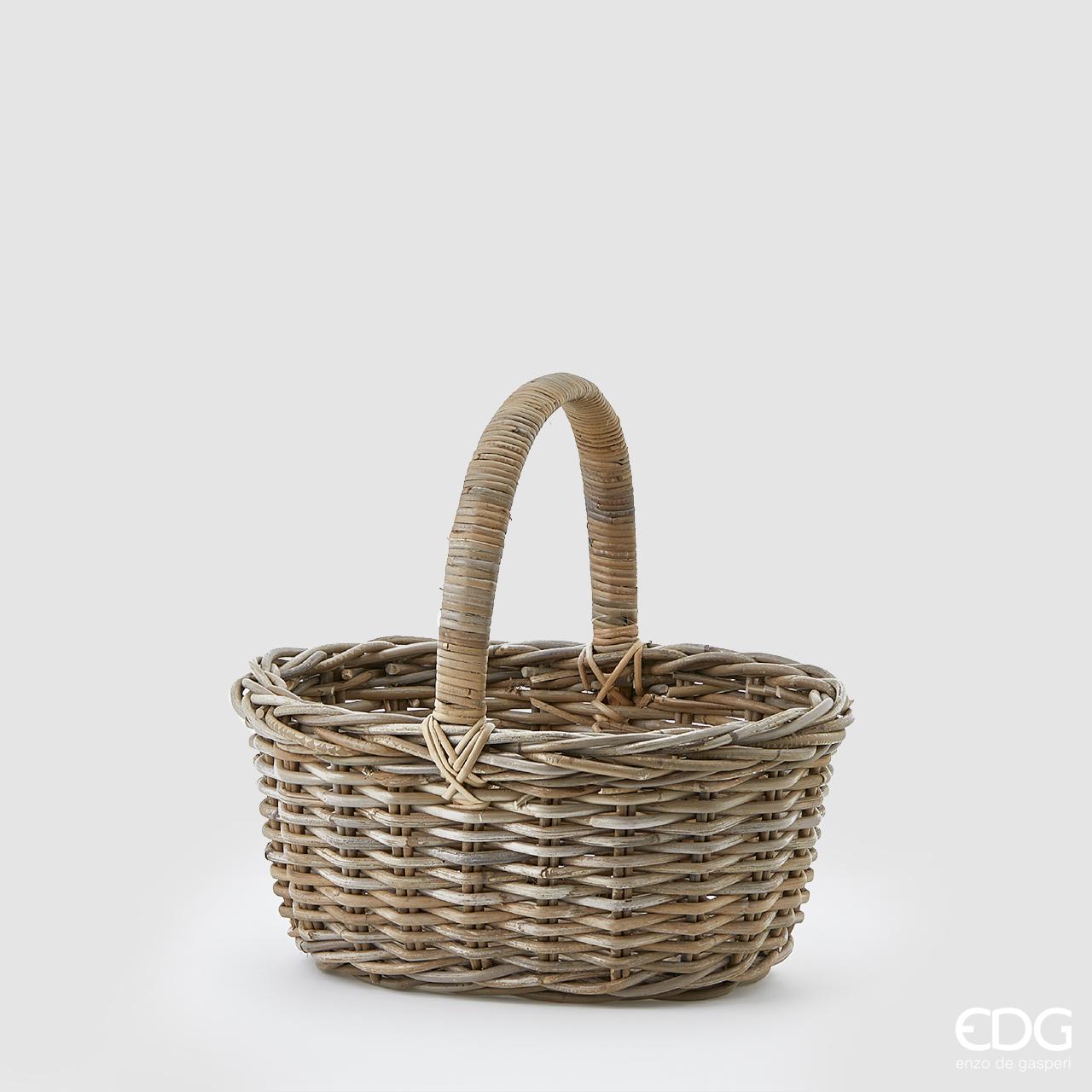 Cesto in Rattan Ovale con Manico 45X35X42h Edg