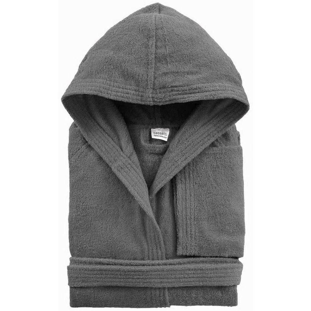 UNISEX bathrobe with hood BASSETTI Dream GRAY