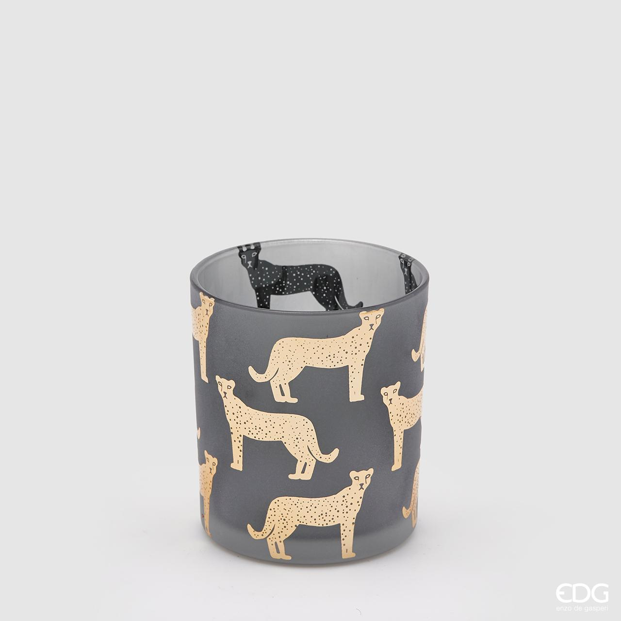 Vaso Cilindro Portacandela Ghepardo d.7 h.8 Edg