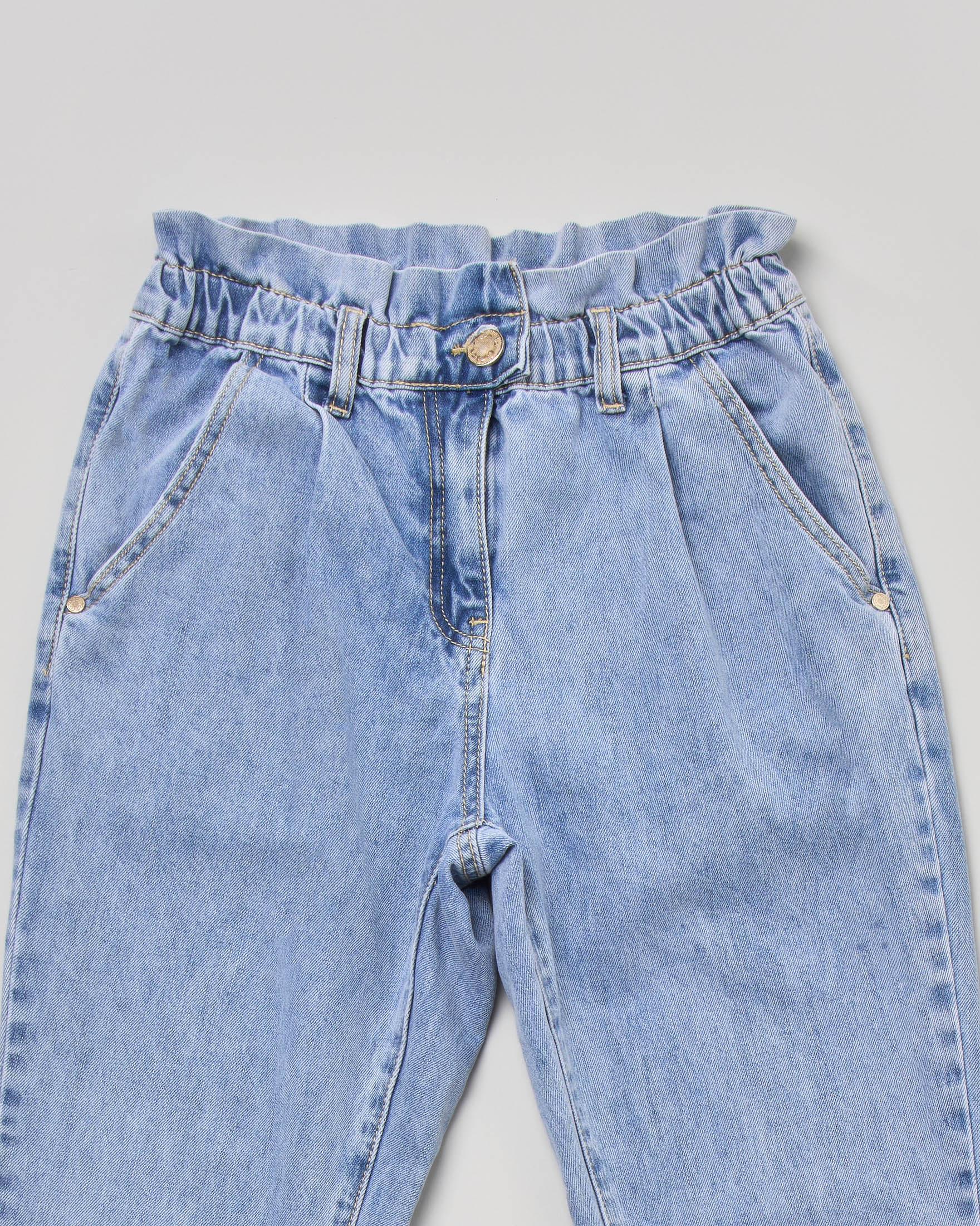 Jeans Per Ragazze Con Elastico In Vita - Pantaloni Casual 2 Tasche, Cotone Morbido, Età 6-11 Anni - Foto 3