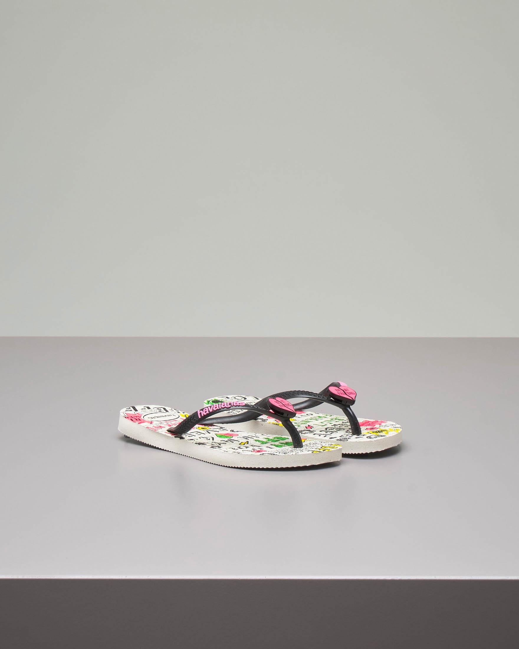 Havaianas bianca con stampa scritte e cuore Best Friend applicato 27-38