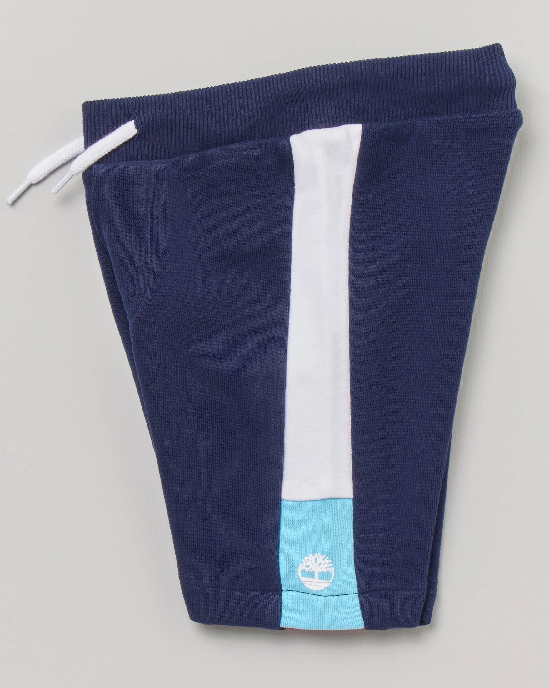 Bermuda blu in felpa di cotone con bande in contrasto colore 2-4 anni image