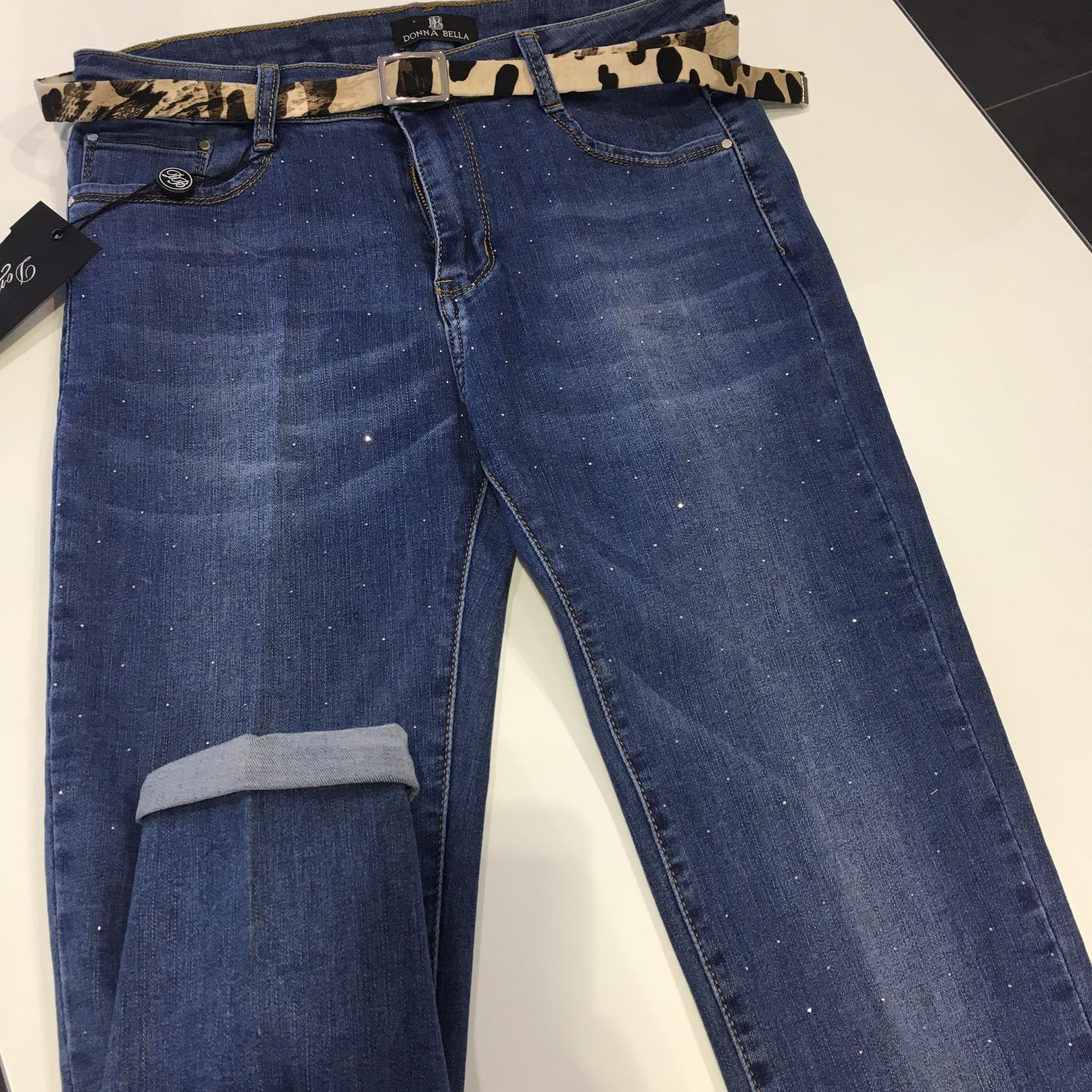 Jeans denim strass donna vita alta 