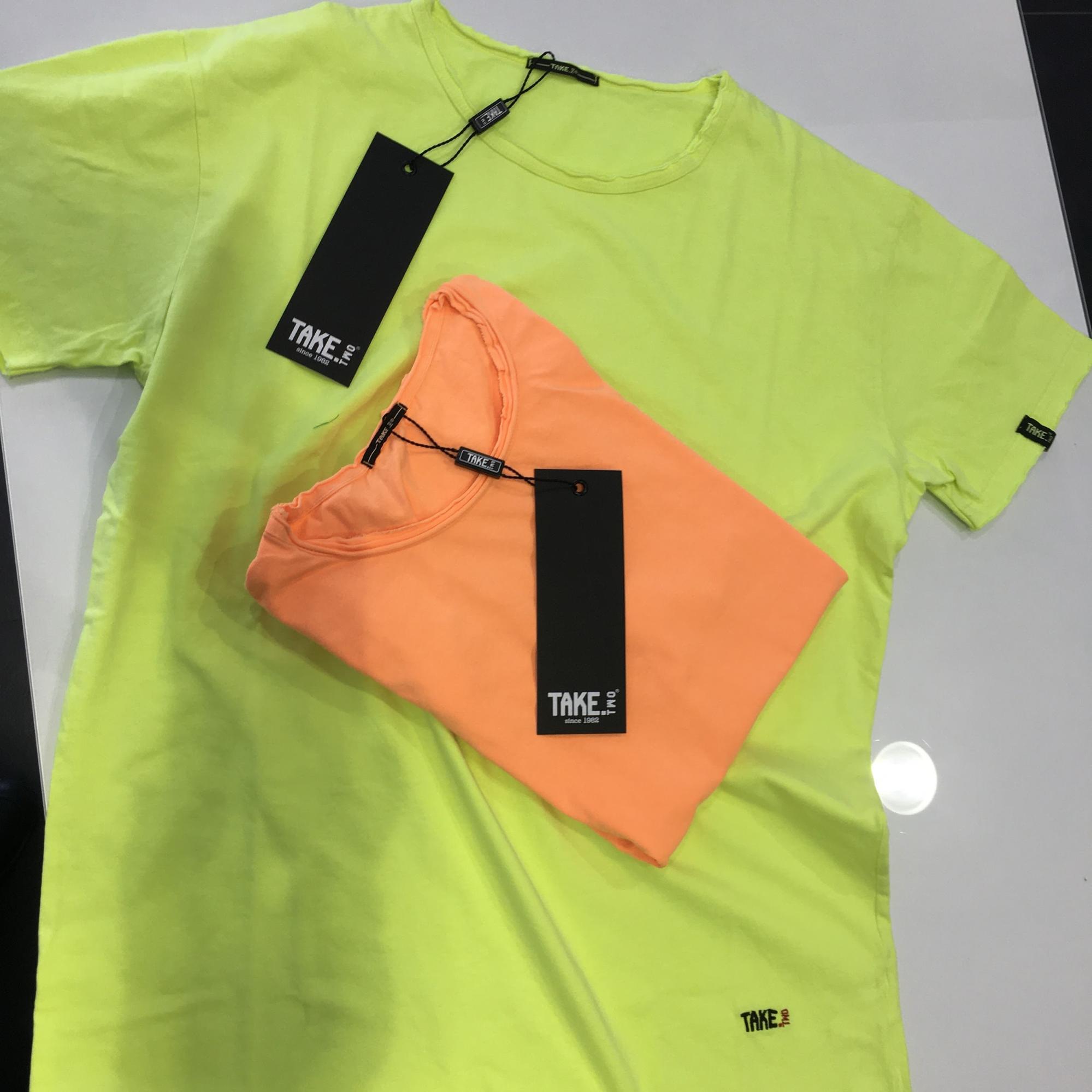 T-shirt fluo giallo e arancione take two uomo 