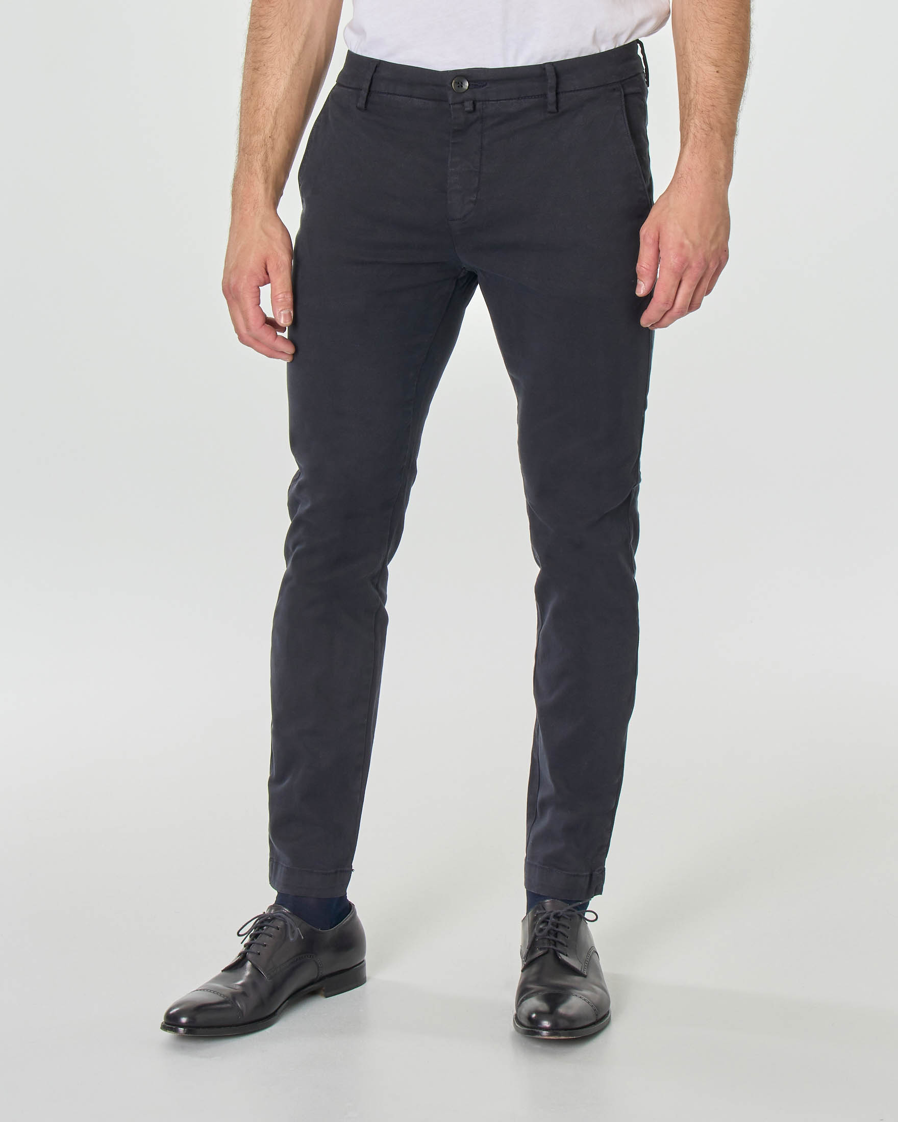 Pantalone chino blu in cotone stretch
