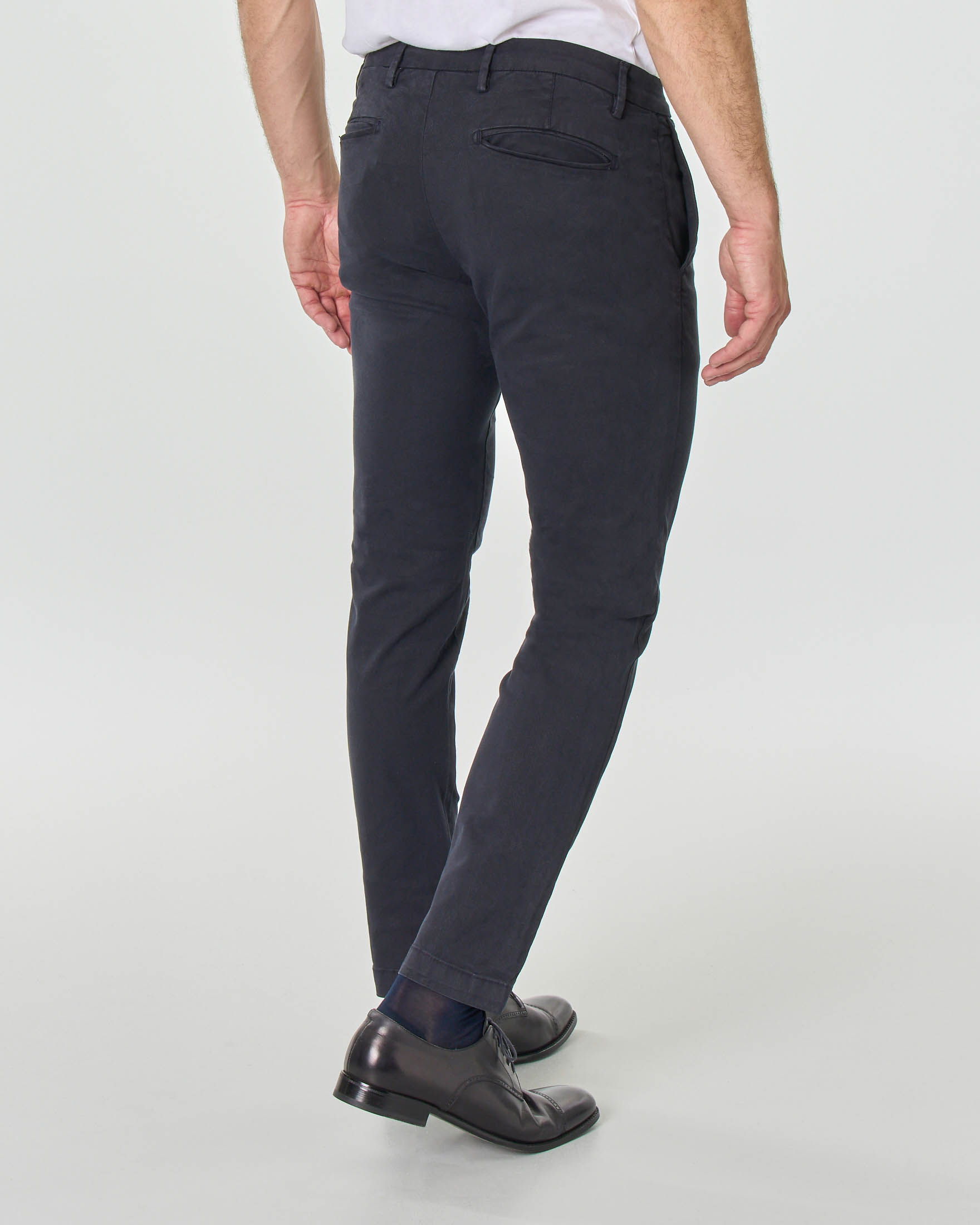 Pantalone chino blu in cotone stretch