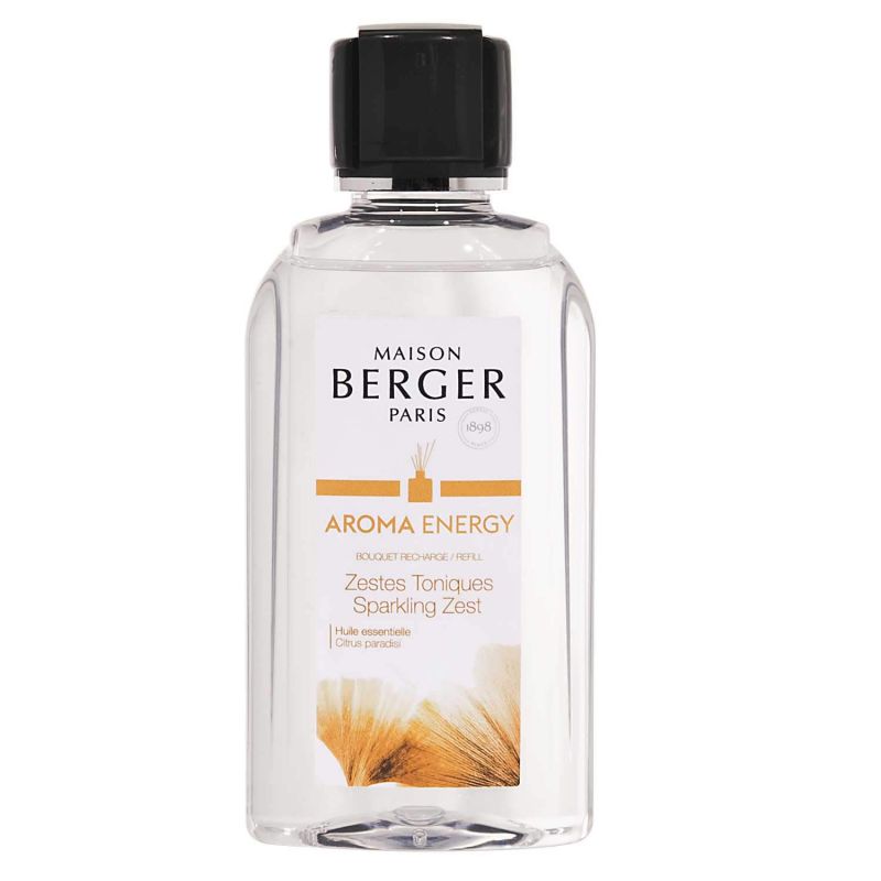 Ricarica di Profumo per Diffusore a Bastoncini  Bouquet Collection Aroma Energy Zestes Toniques 200 ml. Maison Berger
