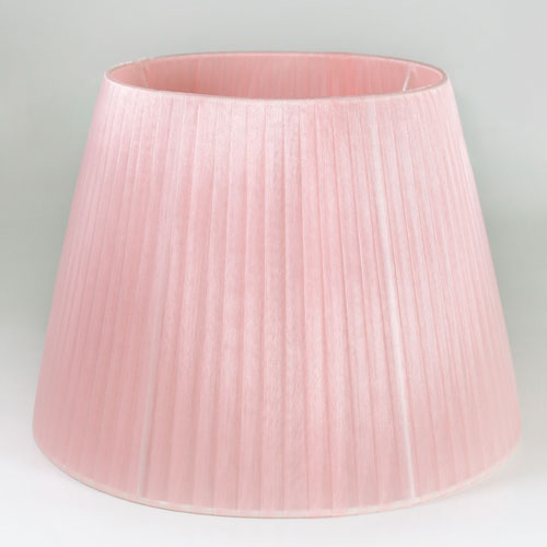 Paralume tronco cono, Ø 30 cm, Ø superiore 20 cm, h 22 cm, tessuto organza  rosa. Attacco E27