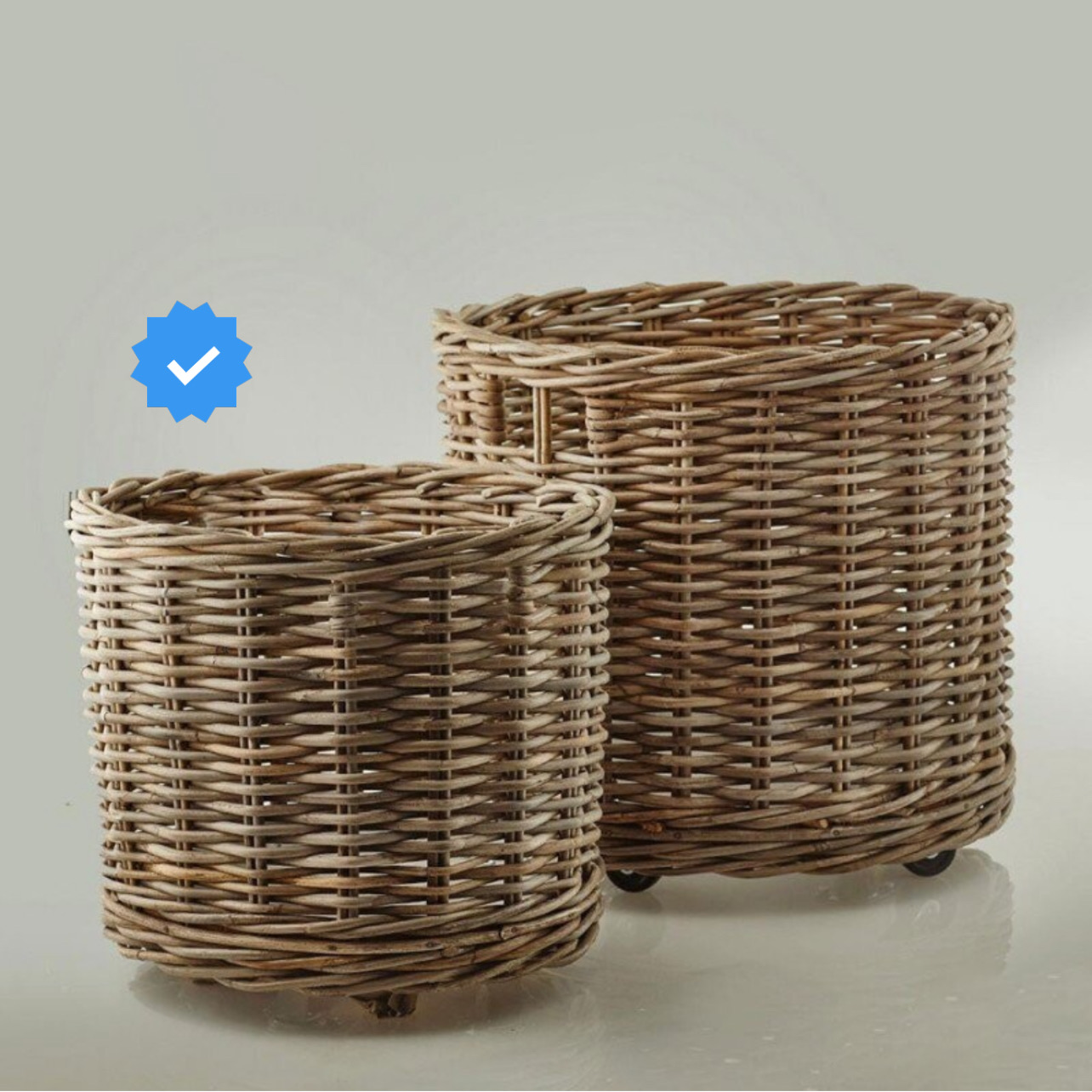 Cesto Rattan  Rotondo con Ruote S2 M1 d.40 h.37