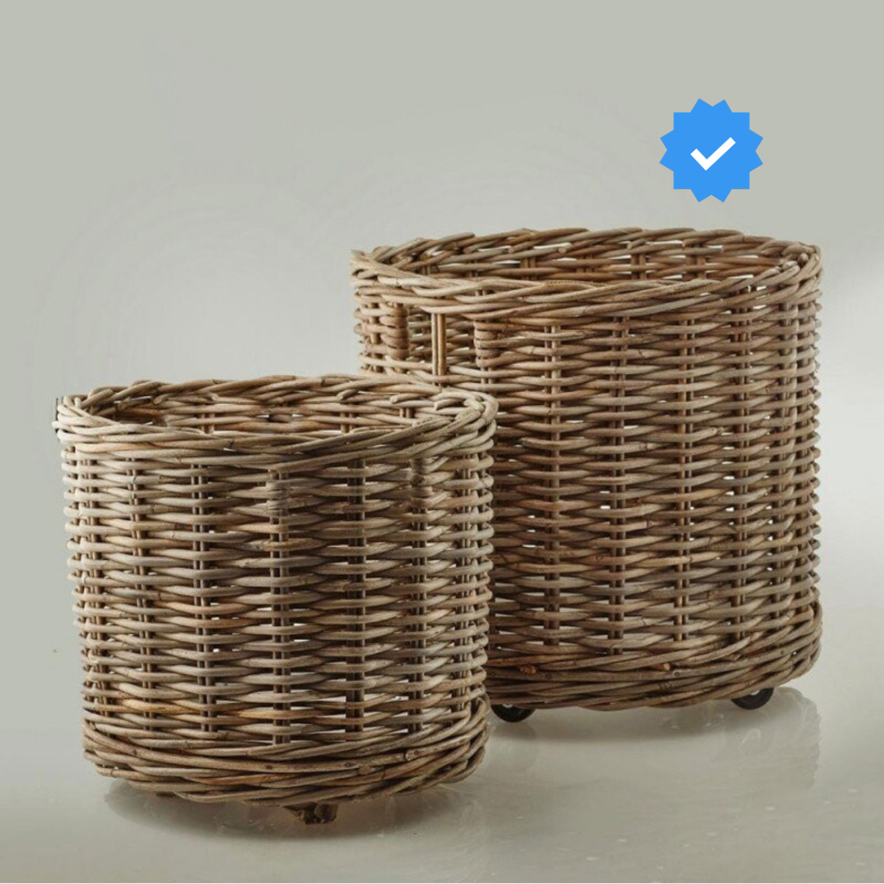 Cesto Rattan  Rotondo con Ruote S2 M2 d.50 h.46