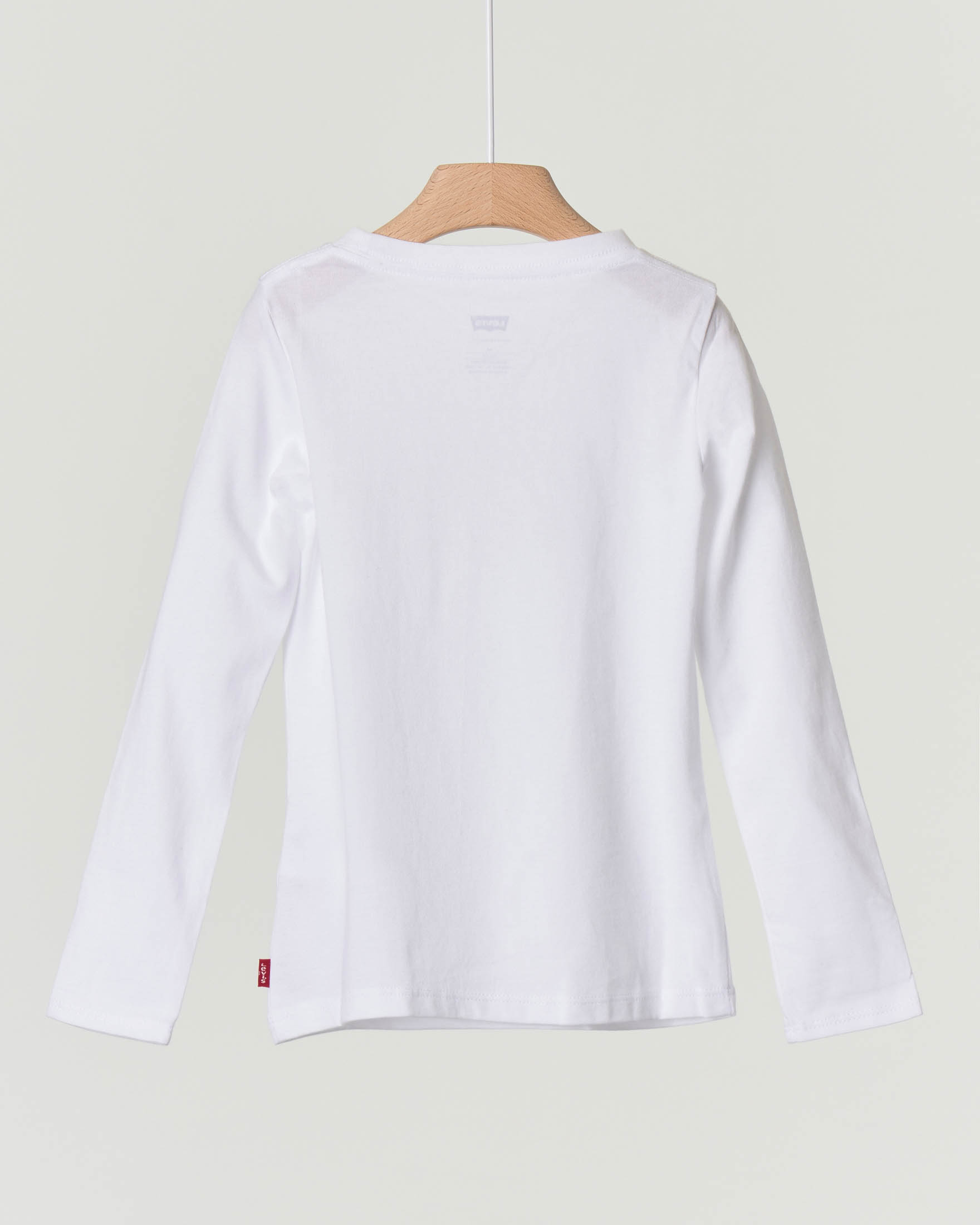 T-shirt bianca manica lunga con logo batwing multicolor glitter 3-8 anni