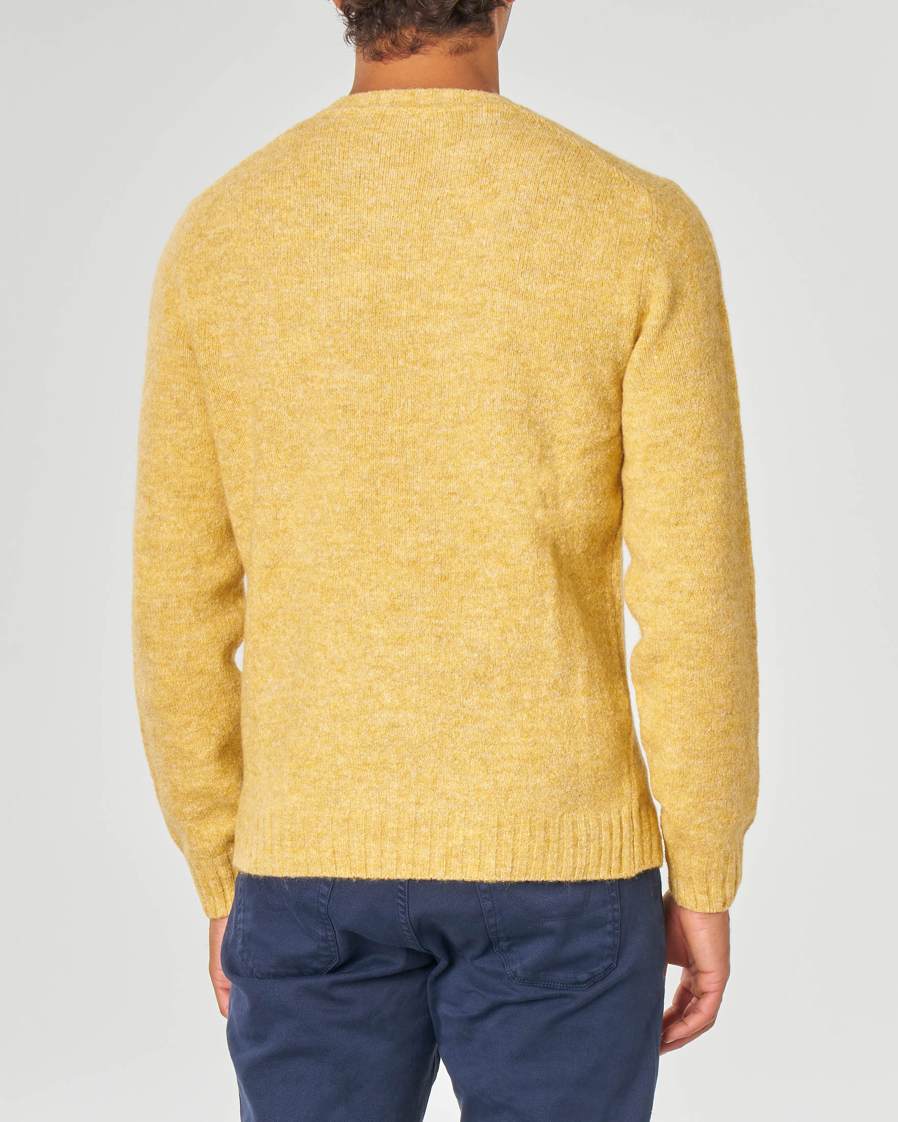 Maglia girocollo gialla effetto bouclé