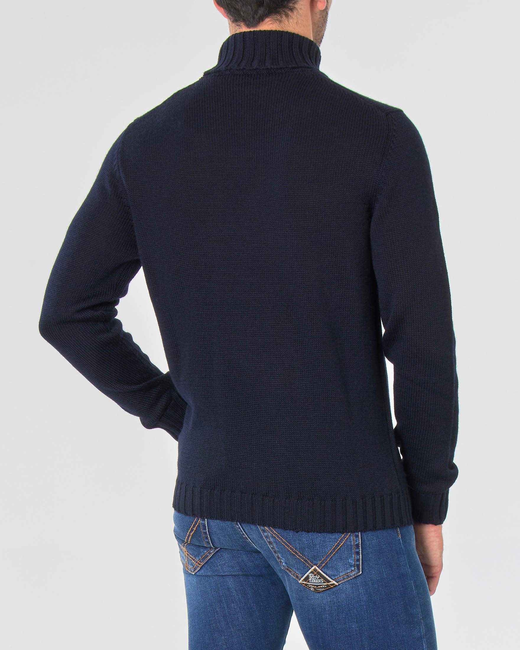 Dolcevita blu in misto lana sulla finezza 5
