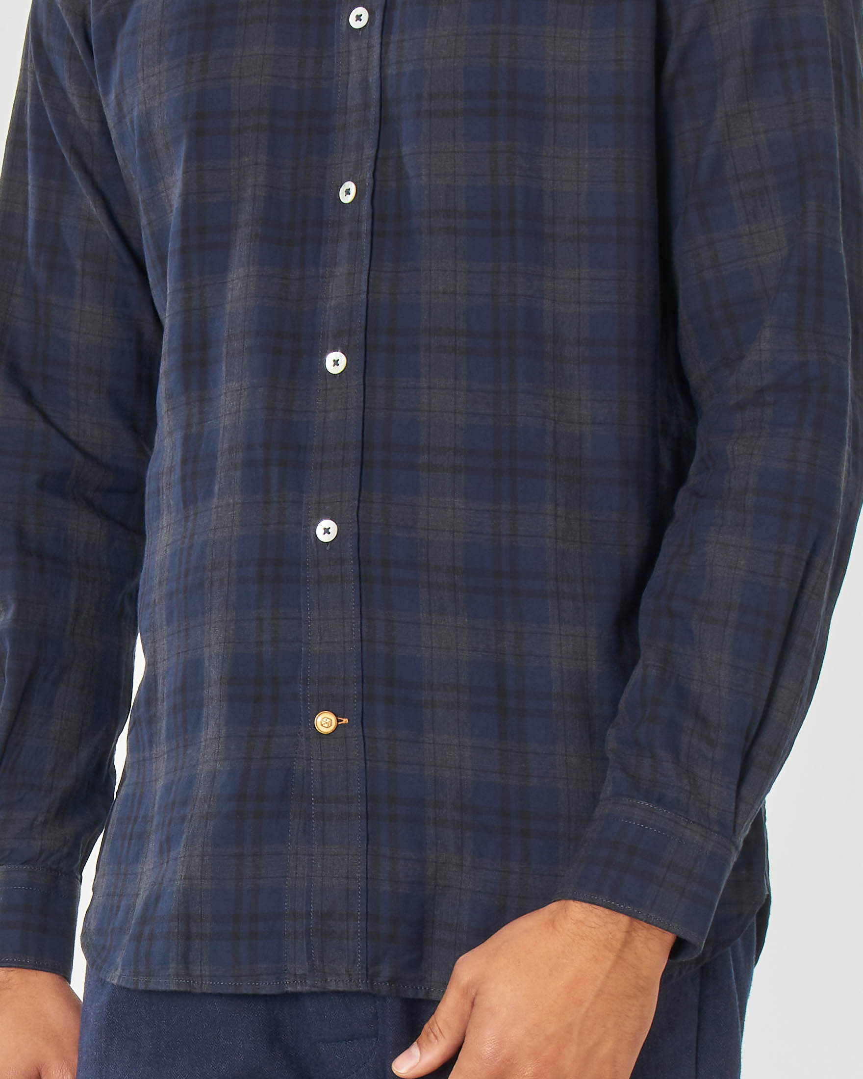 Camicia check blu e verde in puro cotone