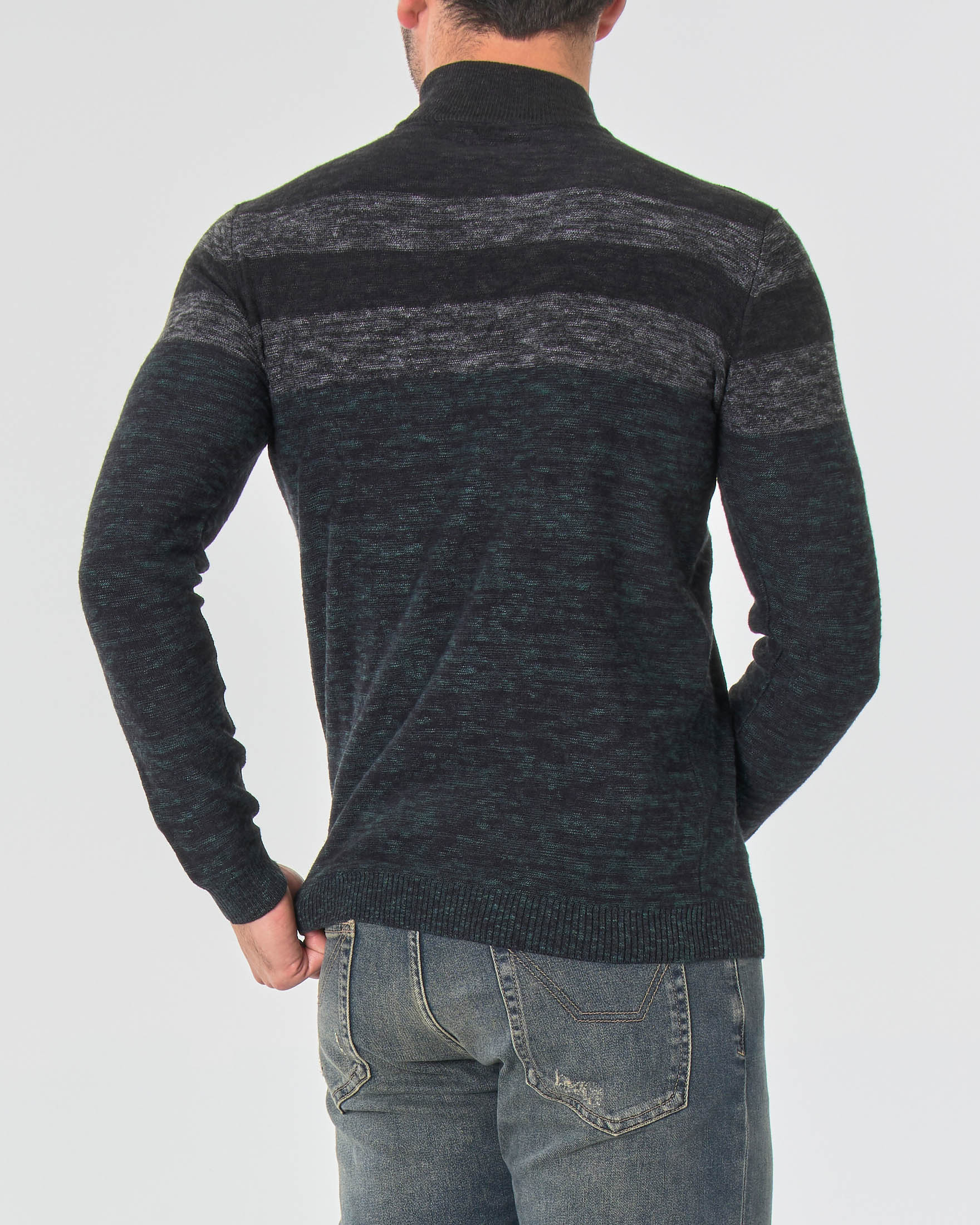 Lupetto nero grigio e verde melange