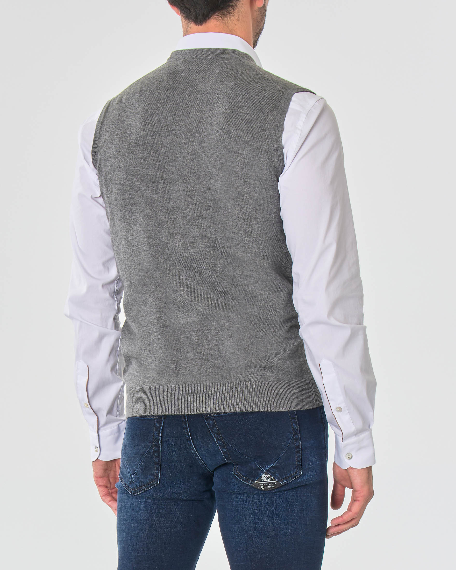 Gilet Paul Baker grigio tinta unita con bottoni