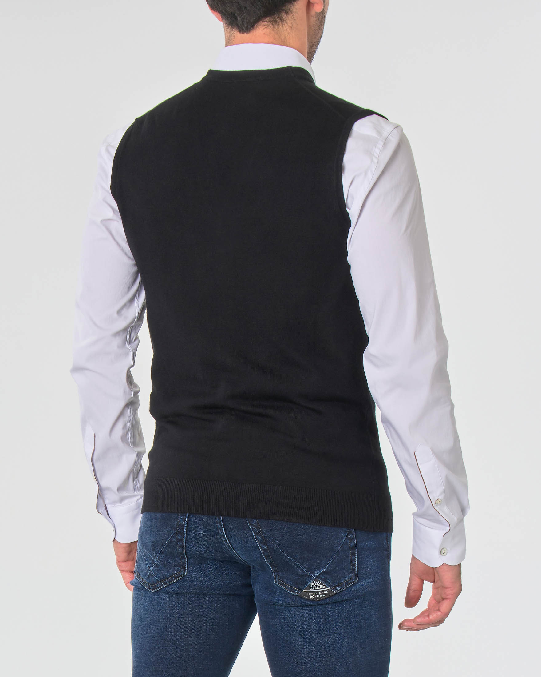 Gilet Paul Baker nero tinta unita con bottoni